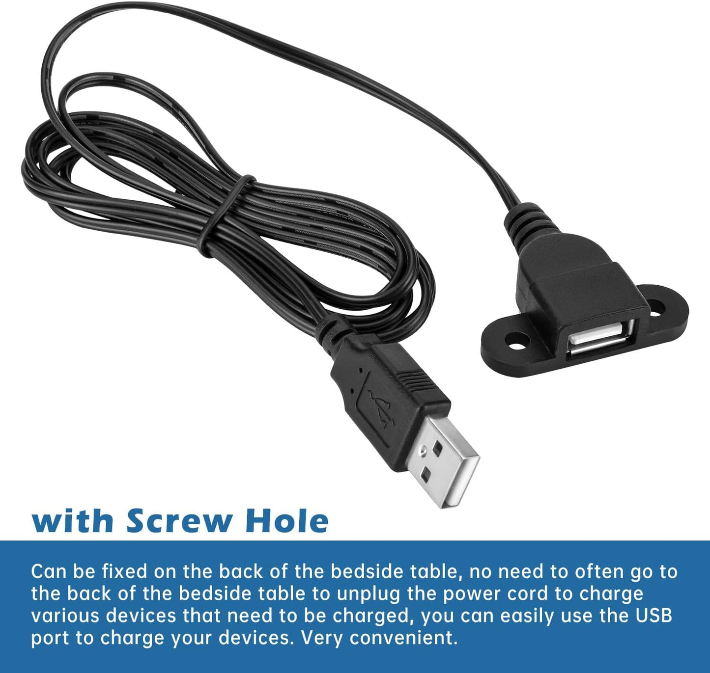 5ft (1 1 QiCheng&LYS USB Male to Single Female Extension Cable Charging Cable, Furniture nightstand Sofa Electric