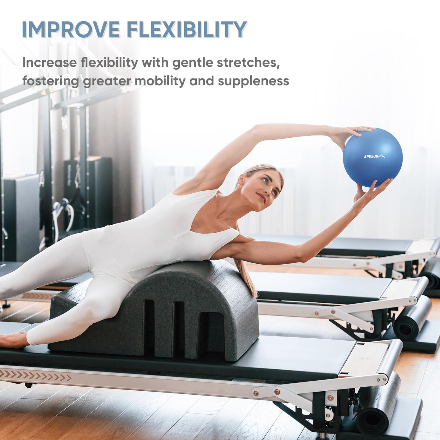 APEXUP 9 Inch Pilates Ball Small Exercise Ball for Yoga, Fitness, Balance, Core Workout, Physical Therapy (XXS (9") 23cm, Blue)