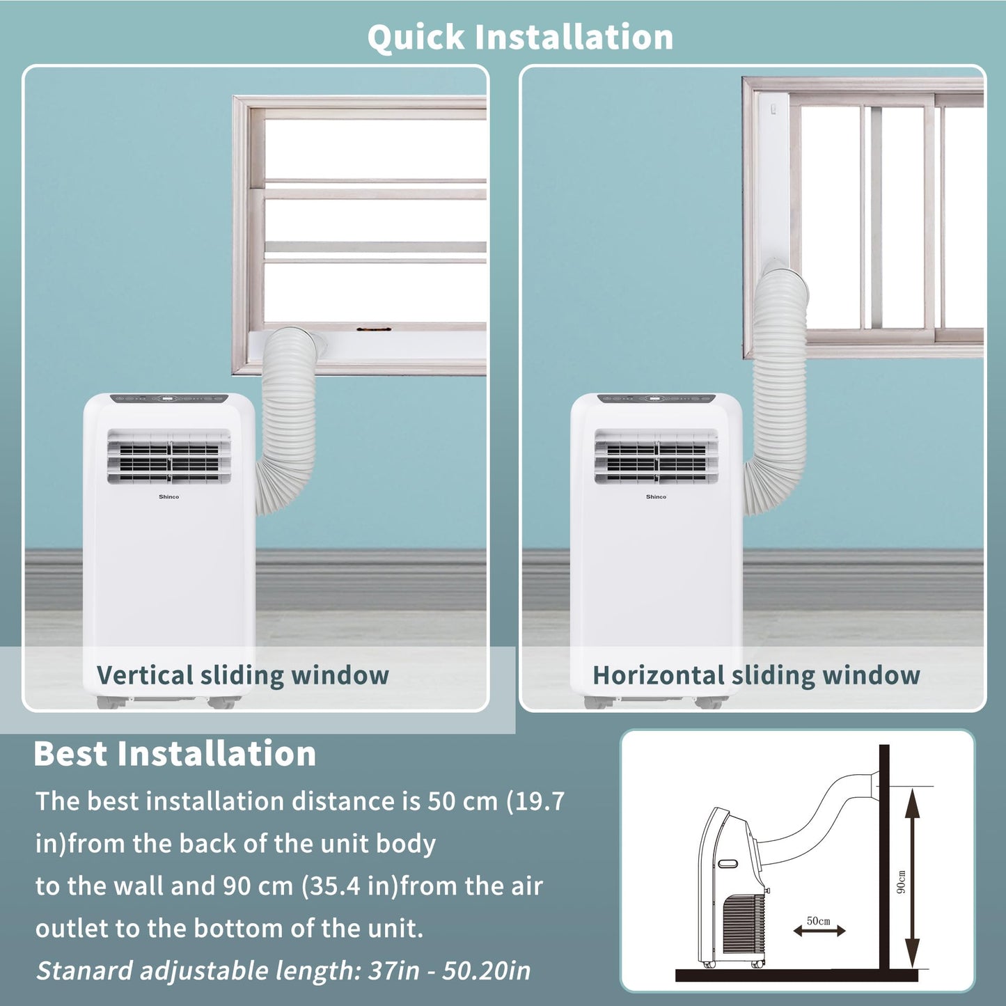 Shinco 10,000 BTU Portable Air Conditioner - 3-in-1 Cool/Dehumidifier/Fan for Rooms Up to 400 sq.ft, Remote Control & 24H Timer, Compact AC Unit for Bedroom/Office