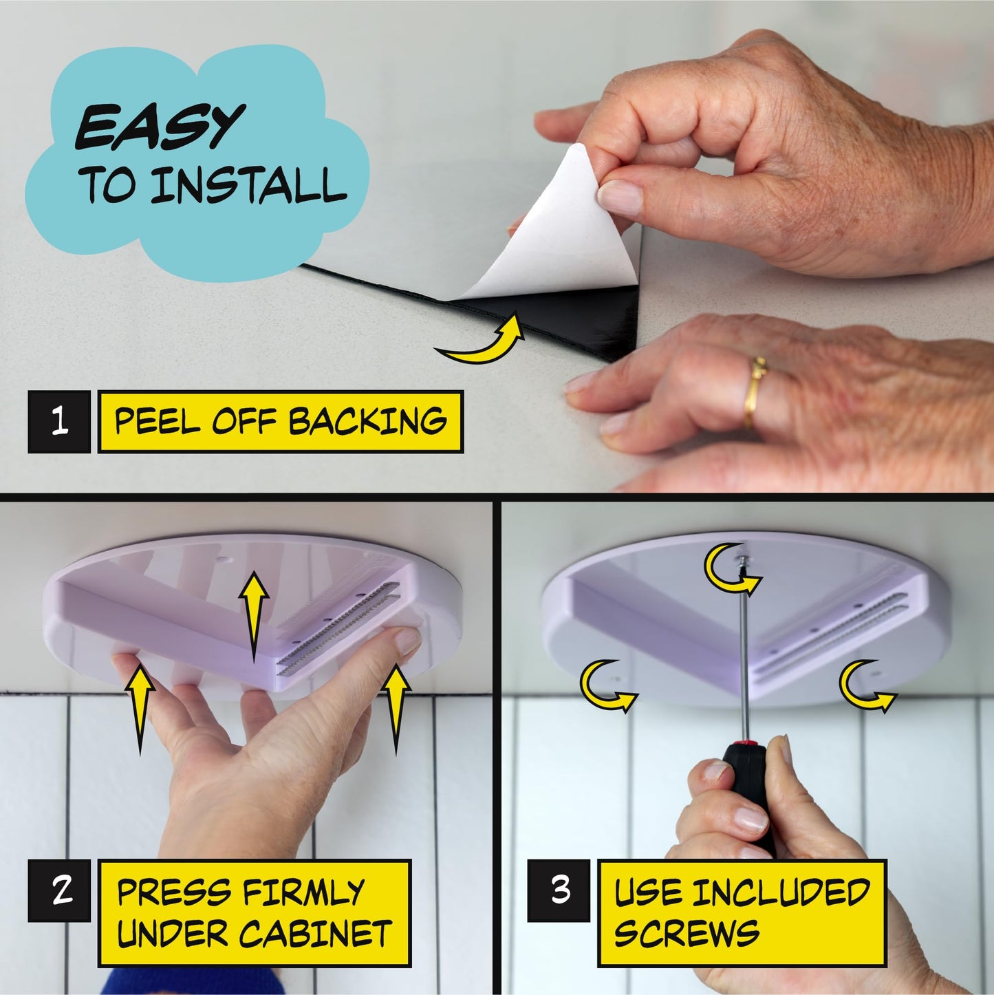 POPDATJAR Under Cabinet Jar Opener - Stainless Steel Lid Opener For Seniors With Arthritis & Weak Hands - Ideal for Any Size Lid - Easy, One-Handed Kitchen Gadgets & Elderly Must Haves