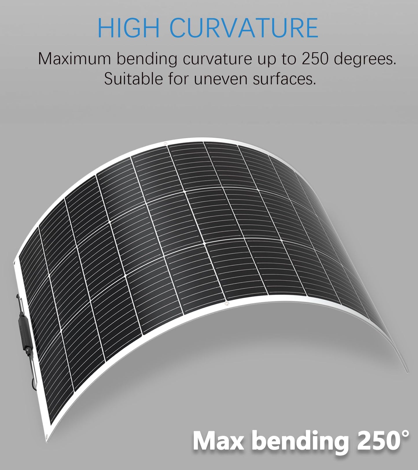 Flexible Solar Panel kit 200W 12V,2PCS 100W Monocrystalline Module,20A Charge Controller,Extension Cable Off-Grid Charger for RV Boat Van Car Curve Surfaces (White)