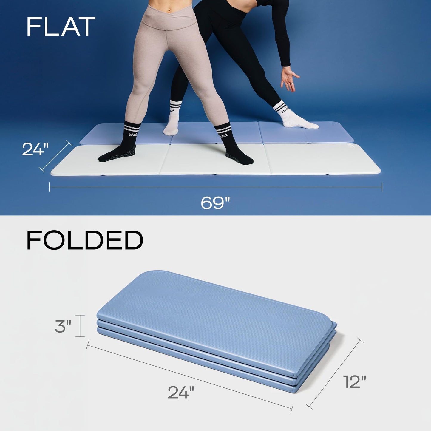 Stakt The Original Foldable Yoga Mat, Premium Foldable Exercise & Workout Mat with Non-Slip Surface, Lightweight Portable for Studio or Home Use, As Seen on Shark Tank - Tide