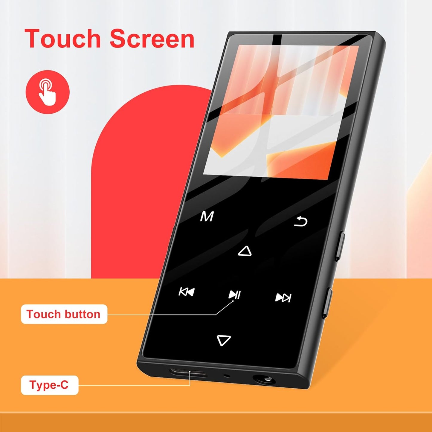 SWOFY 128GB MP3 5.3 D50 Player with Bluetooth - Music Player with Built-in HD Speaker, FM Radio, Voice Recorder, HiFi
