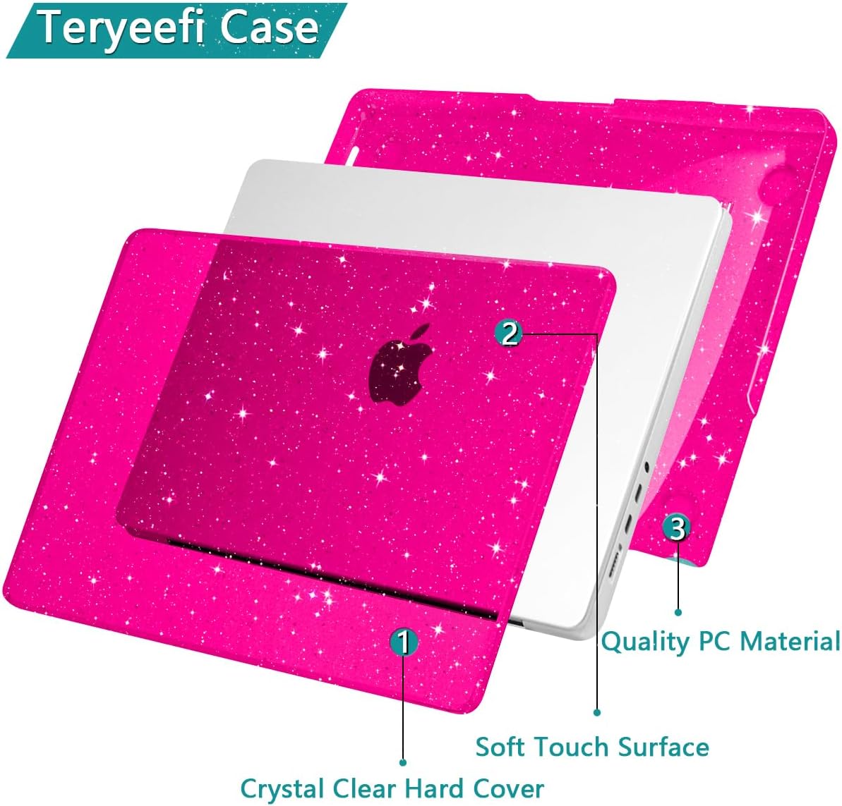 Teryeefi M5 M4 M3 M2 M1 14 inch 2026 2025 2024 2023 2021 A2918 A2992 A2779 A2442, for MacBook Pro Case fits Model