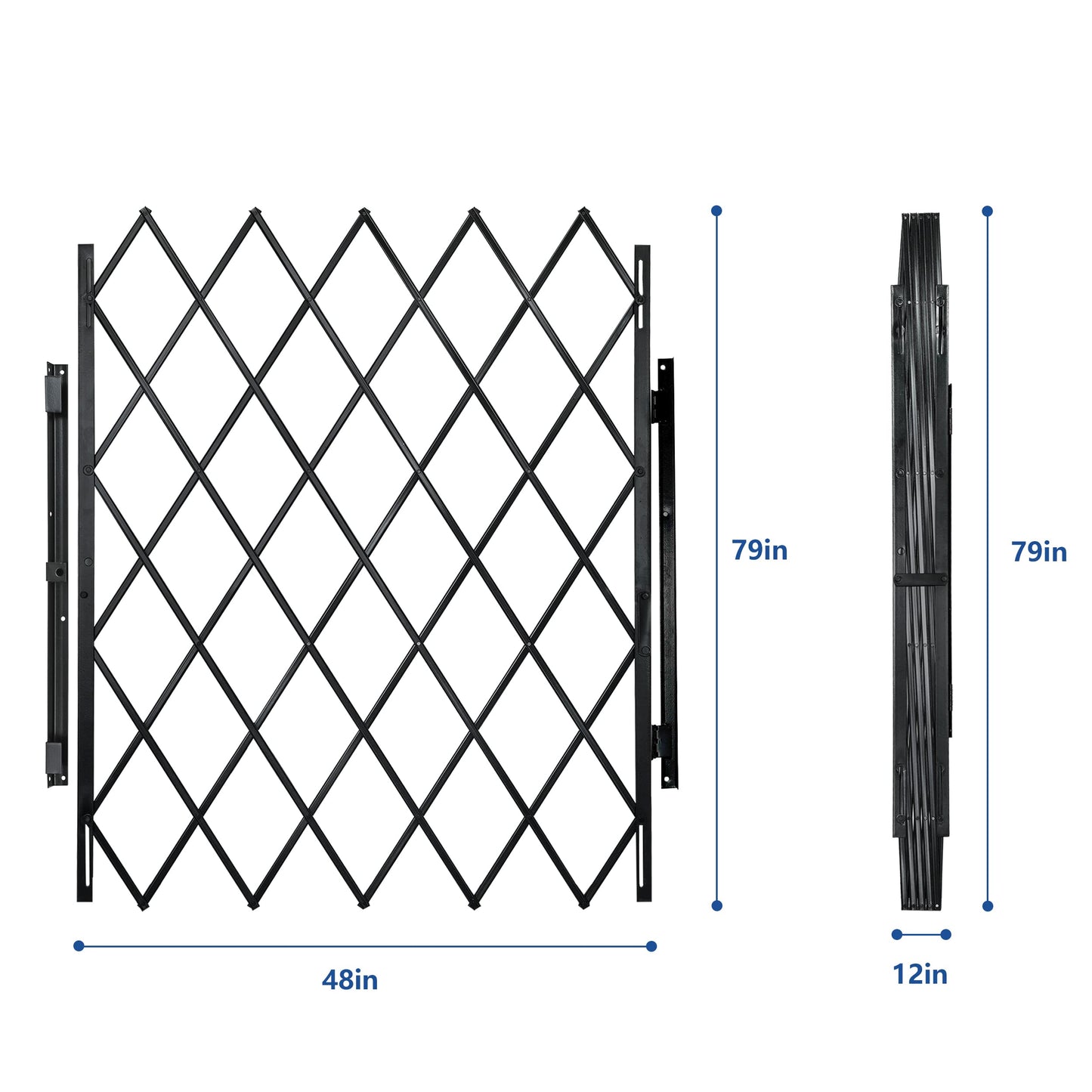 50LBS Heavy-Duty Steel 12'' to 48" W x 79" H Folding Door Expand Gate, Security Scissor Gates