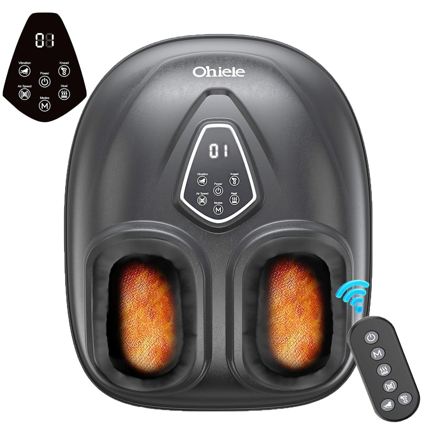 Ohiele Foot Massager with Heat, Shiatsu Foot Massager with Remote, Electric Feet Massage Machine for Neuropathy,Plantar Fasciitis, Circulation, FSA Eligible HSA Store Eligible Massager (Black,Corded)