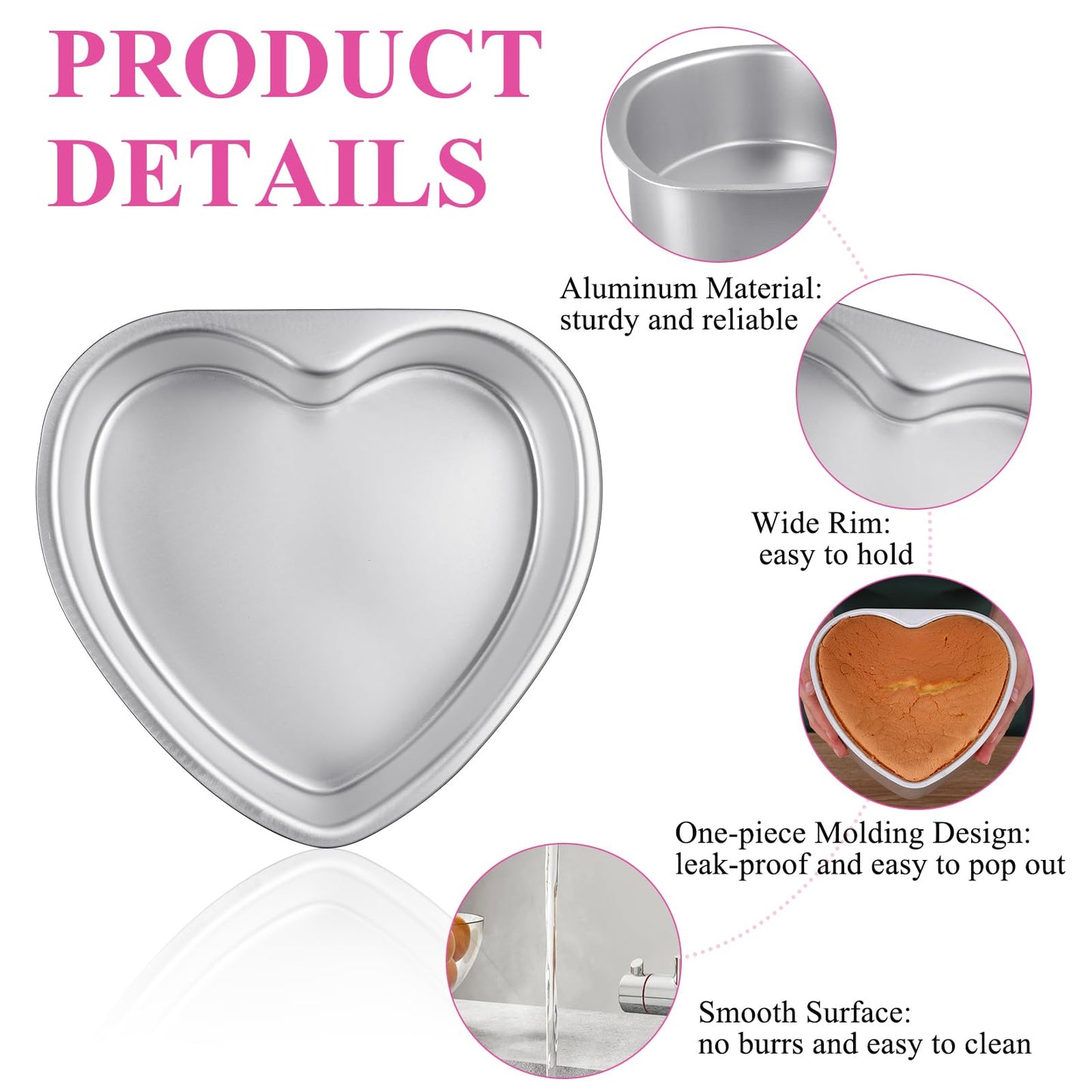 Milkary 2Pcs Heart Shape Cake Pans, Aluminum Heart Cake Mold, Reusable 10 inch Cake Pan for Baking DIY for Wedding Birthday Family Occasions
