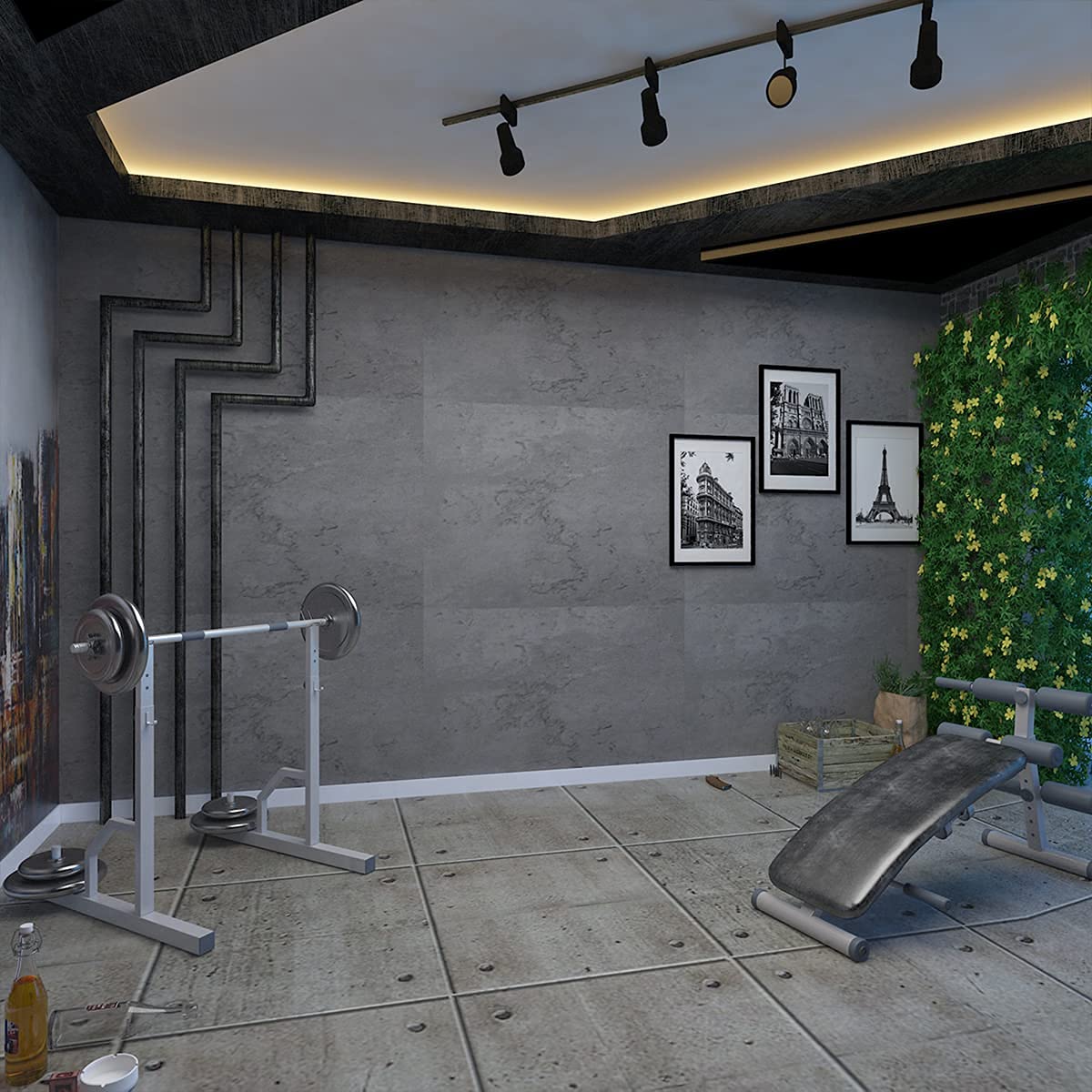 Magielif 48"x984" Extra Wide Big Roll Dark Grey Concrete Wallpaper Peel and Stick Waterproof Gray Black Concrete Contact Paper Renter Friendly Removable Vinyl Decor Roll for Garage Basement Gym Walls
