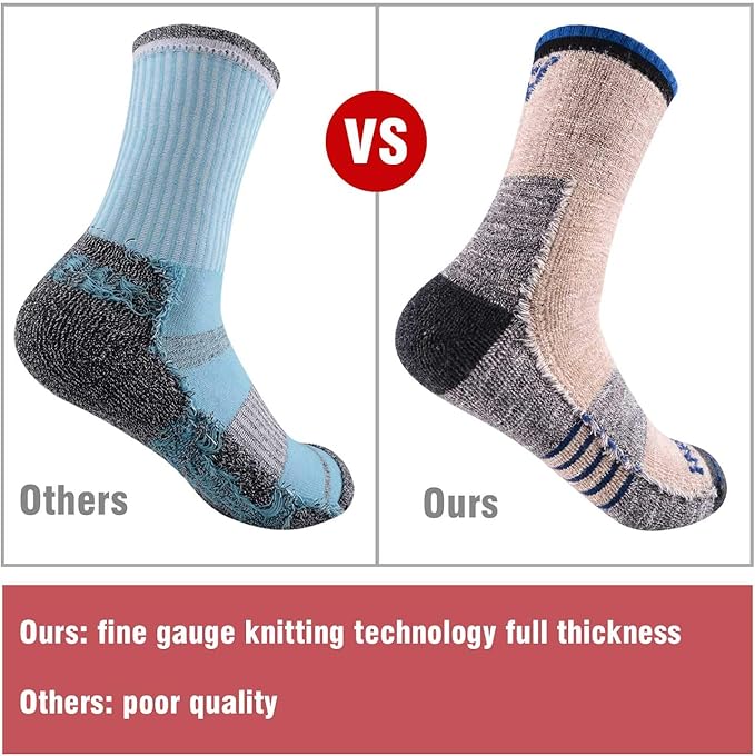 FEIDEER Men's Hiking Walking Socks, Multi-pack Wicking Cushioned Outdoor Recreation Quarter Crew Socks
