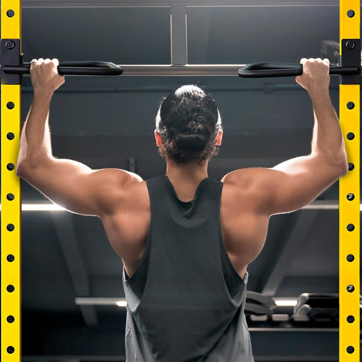 Fitvids Dual Grip Dip Bars Attachment for 2x2 Power Rack & Squat Rack – Heavy Duty Pair for Pull Up & Push Ups – Black