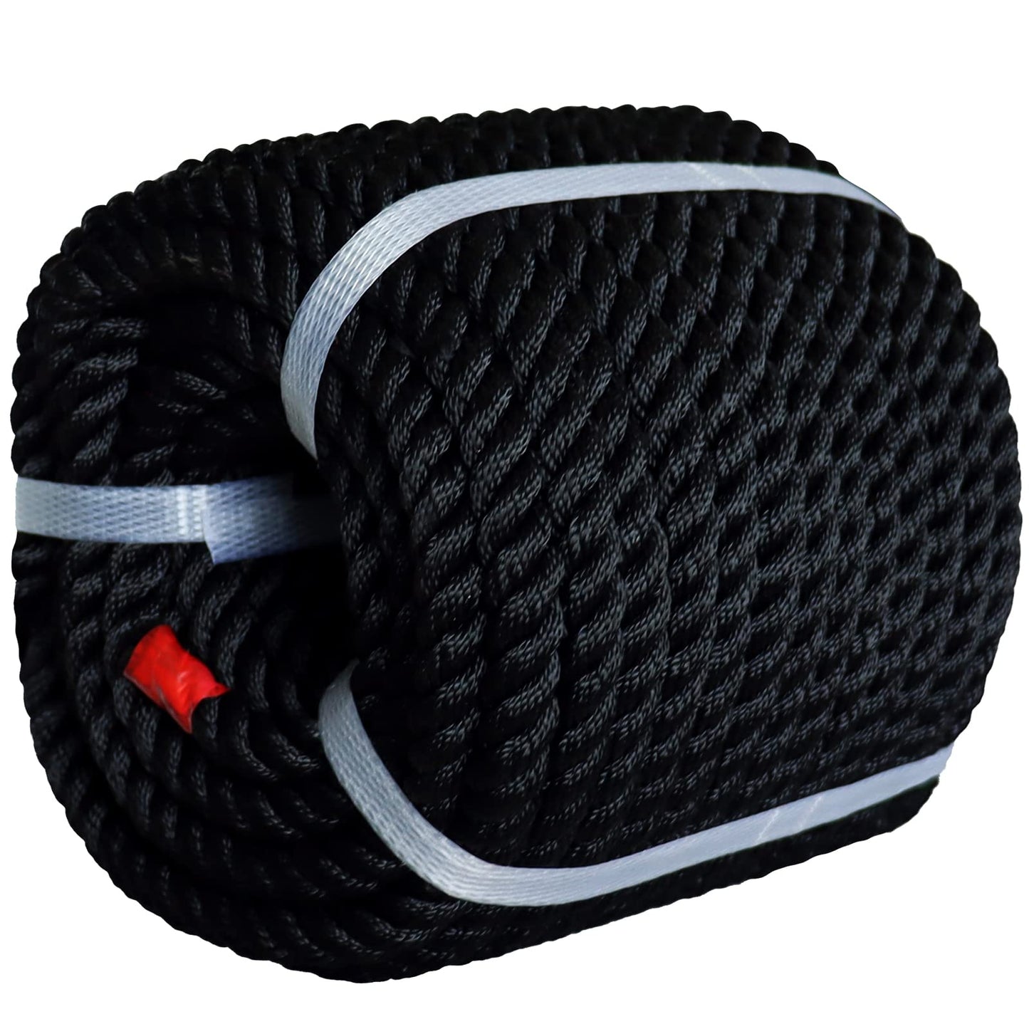 Black Twisted Polyester Arborist Rope (1/2 inch x 100 feet), Strong Tree Climbing Rope Bull Rope for Swing, Sailing, Camping, Pulling, Tree Work