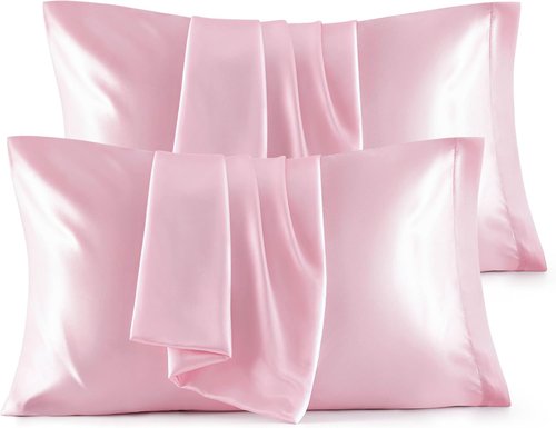 Bedsure Satin Pillowcase - Pink Silky Pillowcase 4 Pack for Hair & Skin | Queen Size 20x30 Inches