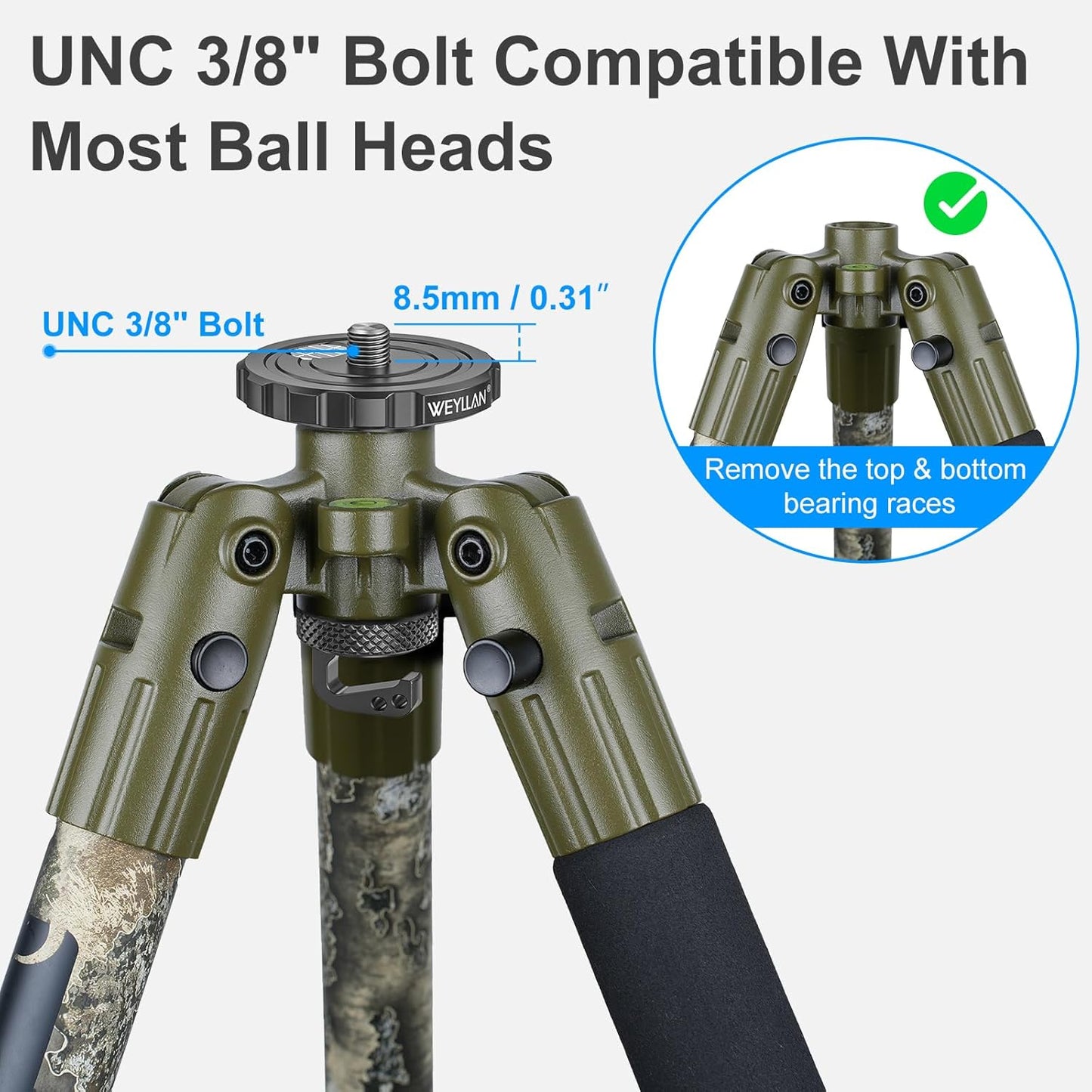 WEYLLAN BA5 3/8" ARCA Ball Head Converter Adapter for BOG DeathGrip Conversion Mount All Metal Anti BallHead Loosening