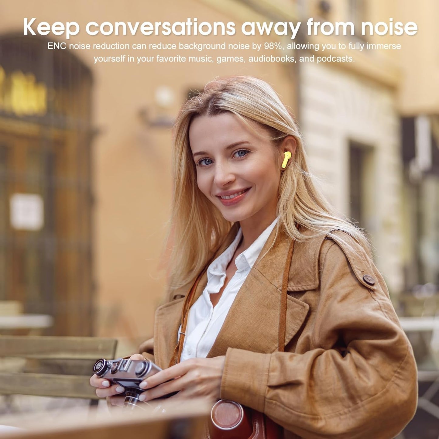 5.4 4 45H, IP7 Wireless Earbuds, Bluetooth Headphones, HiFi Stereo Bass Ear Buds, in Ear Earbuds with ENC Noise