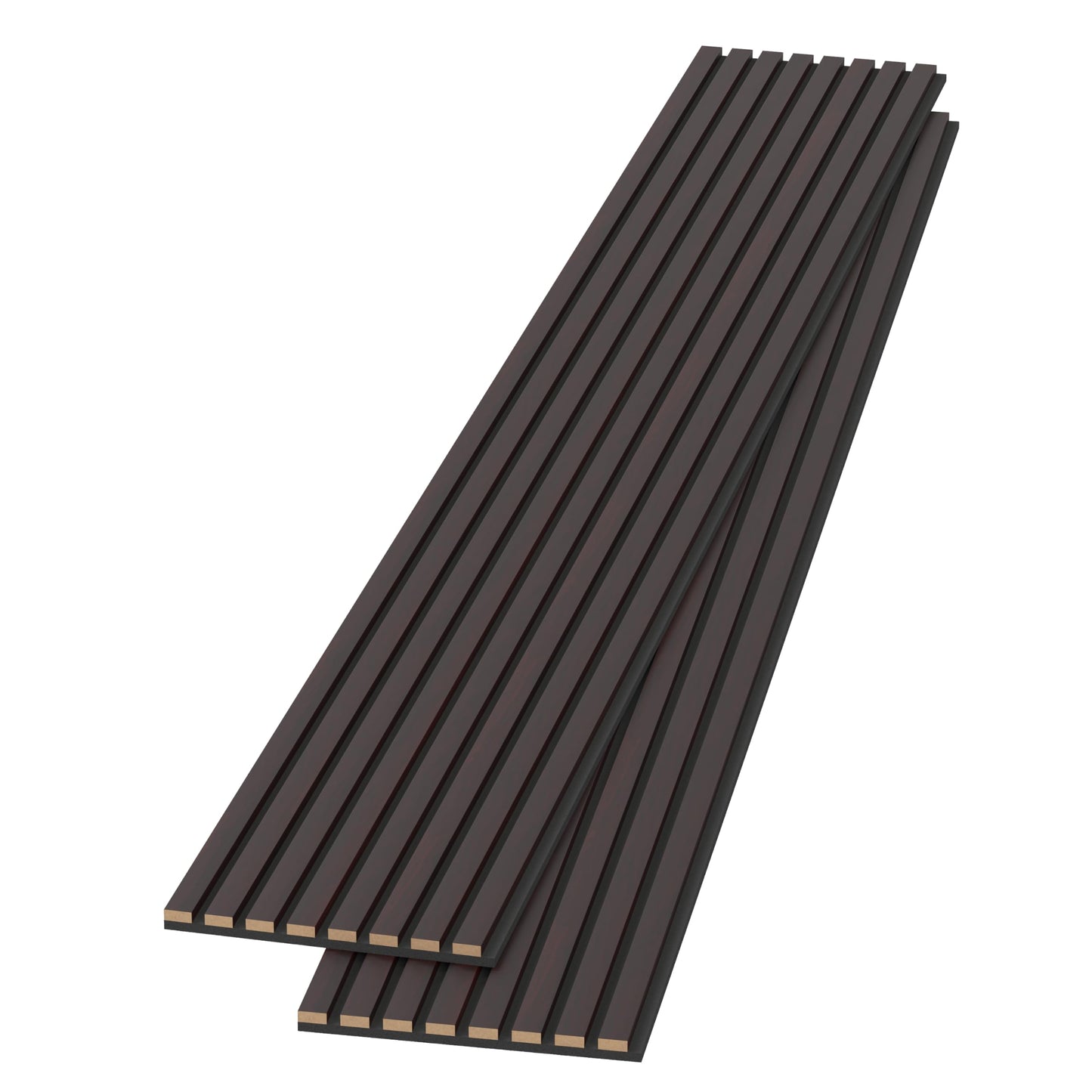 POHARE Wood Slat Wall Panels, 2 Pack Accent Decorative Acoustic Wood Slats for Wall and Ceilings, Acoustic Panels for Interior Wall Décor on Felt Back Board, Black-Brown Oak, 8 x 1 ft