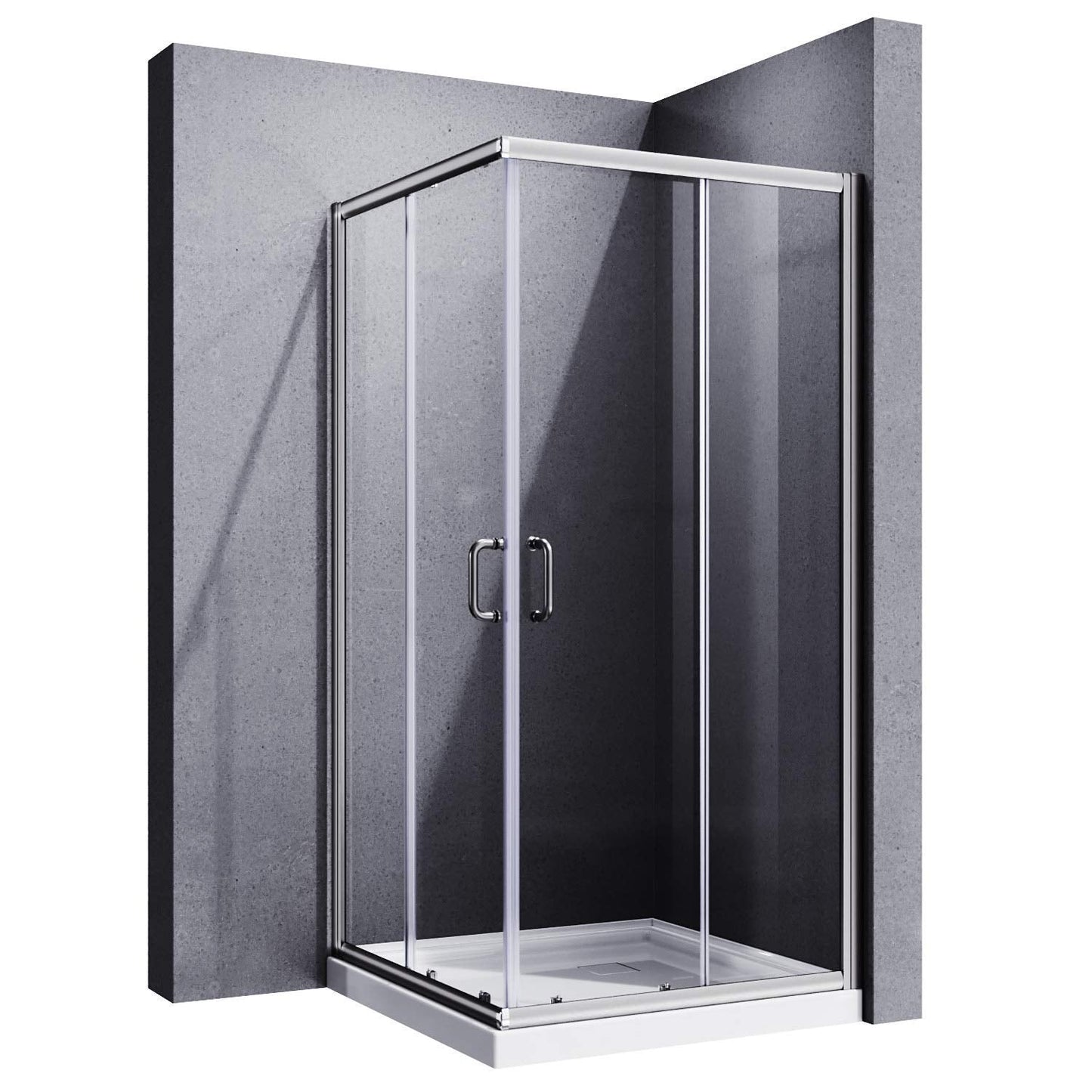 ELEGANT Corner Shower Door 36 in. D. x 36 in. W. x 72 in. H. with 1/4 in. Clear Glass, Sliding Shower Enclosure in Brushed Nickel, Double Sliding Shower Door, Shower Base Not Included