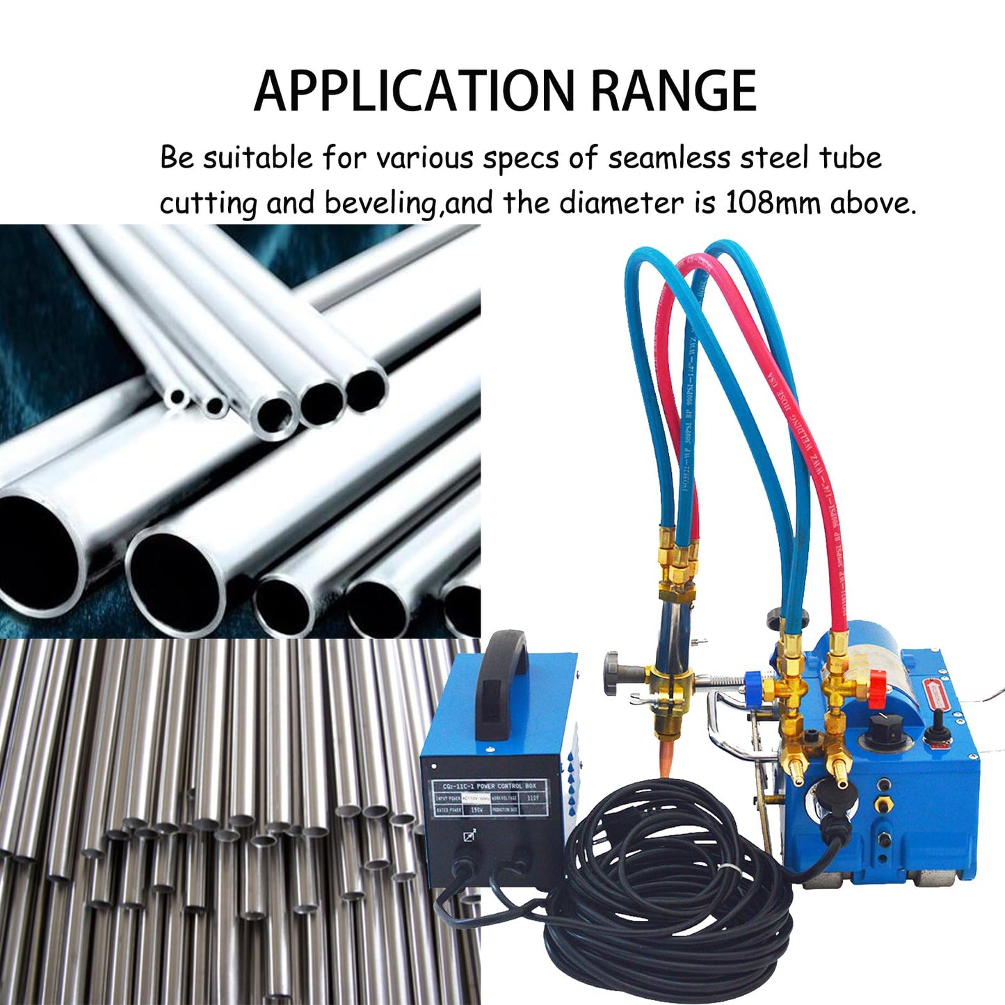 PreAsion Electromagnetic Gas Pipe Cutting Machine Torch Burner Beveler 110V CG2-11C Pipeline Gas Cutting Machine Cutting Tube Thickness 0.2’-4’