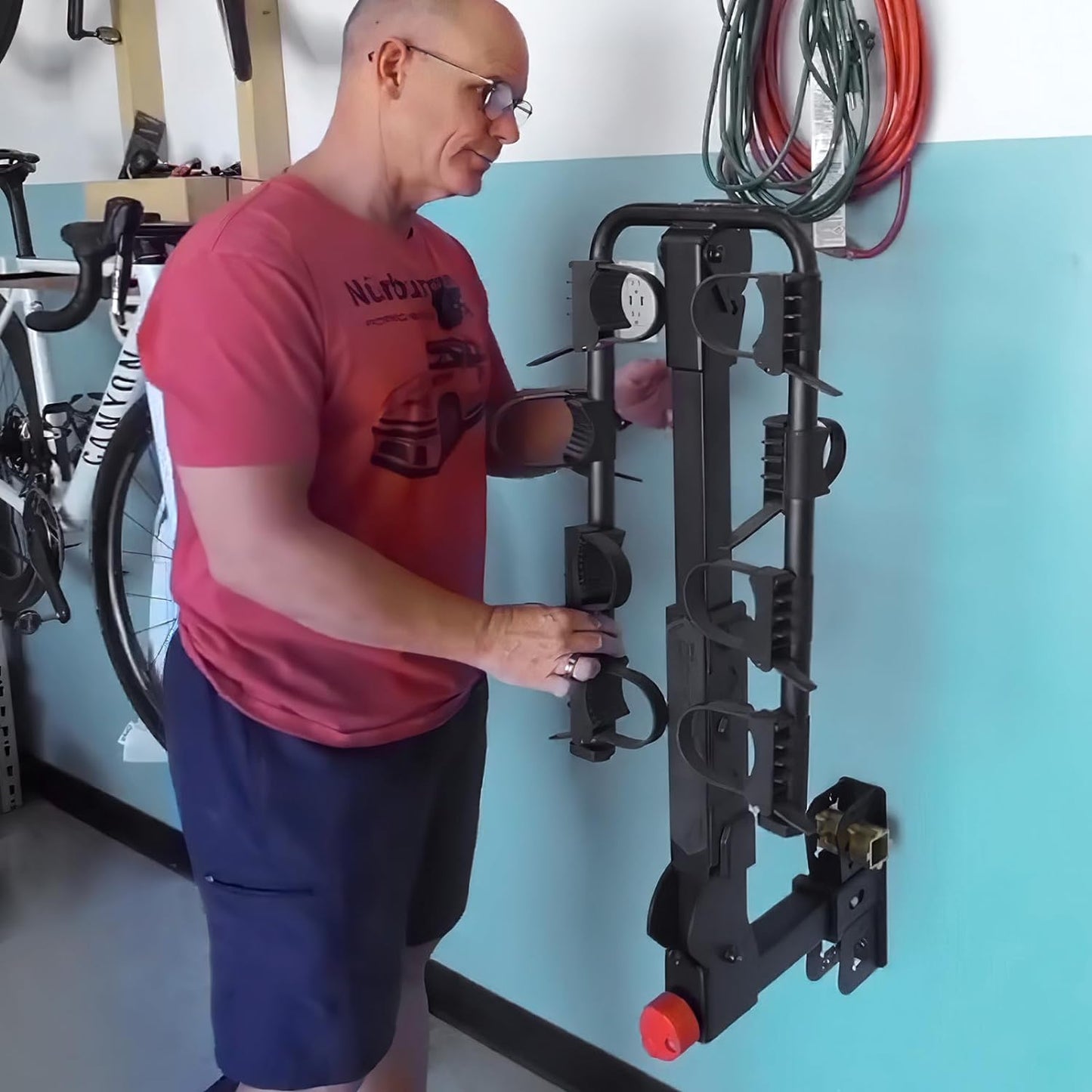 BougeRV Hitch Wall Mount - 2" Receiver Bike Rack & Cargo Storage | Holds Up to 300LBS