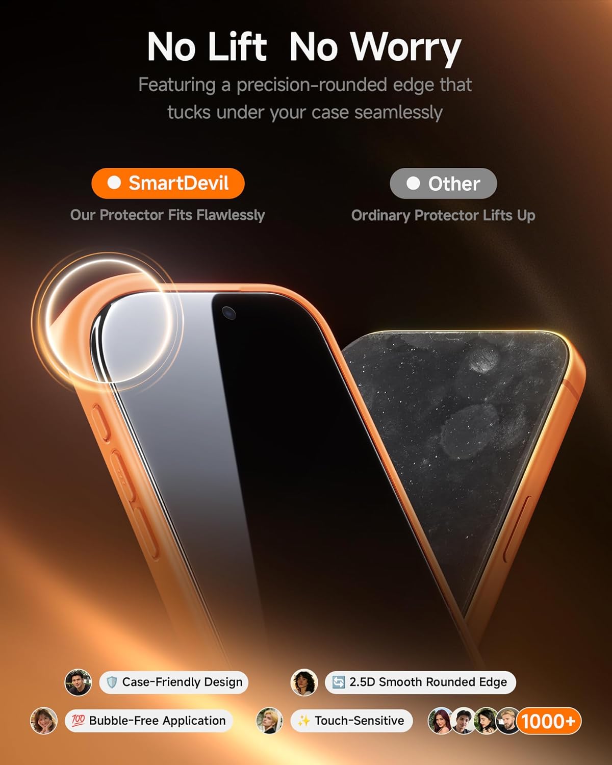 2 Pack 17 9H SMARTDEVIL for iPhone Pro Max Screen Protector, Hardness Military Grade Shatterproof, HD Clear Tempered