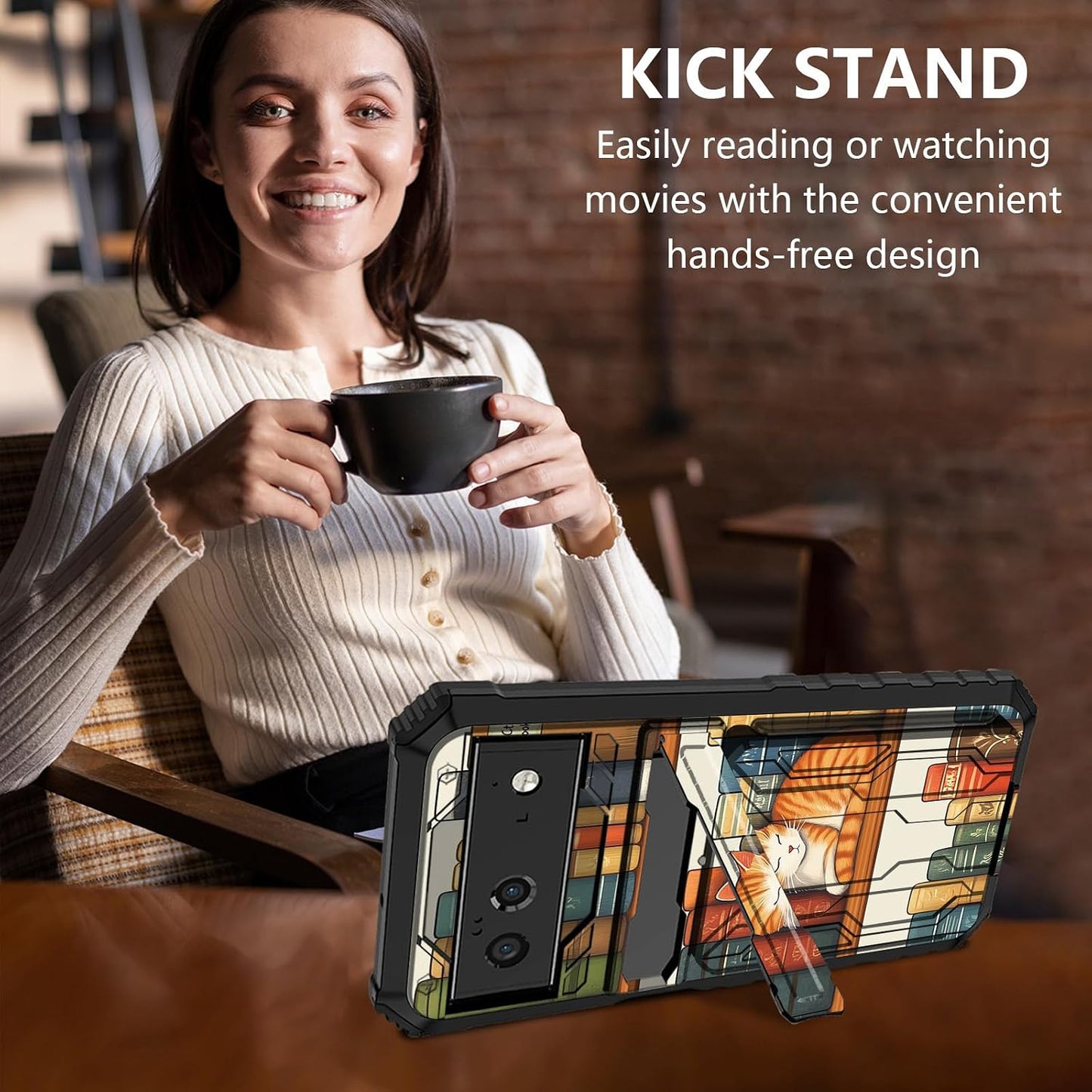 AIRWEE 6A 6a 6.1", for Google Pixel Case with Card Holder, Military Grade Shockproof Wallet Cover with Kickstand, Slim