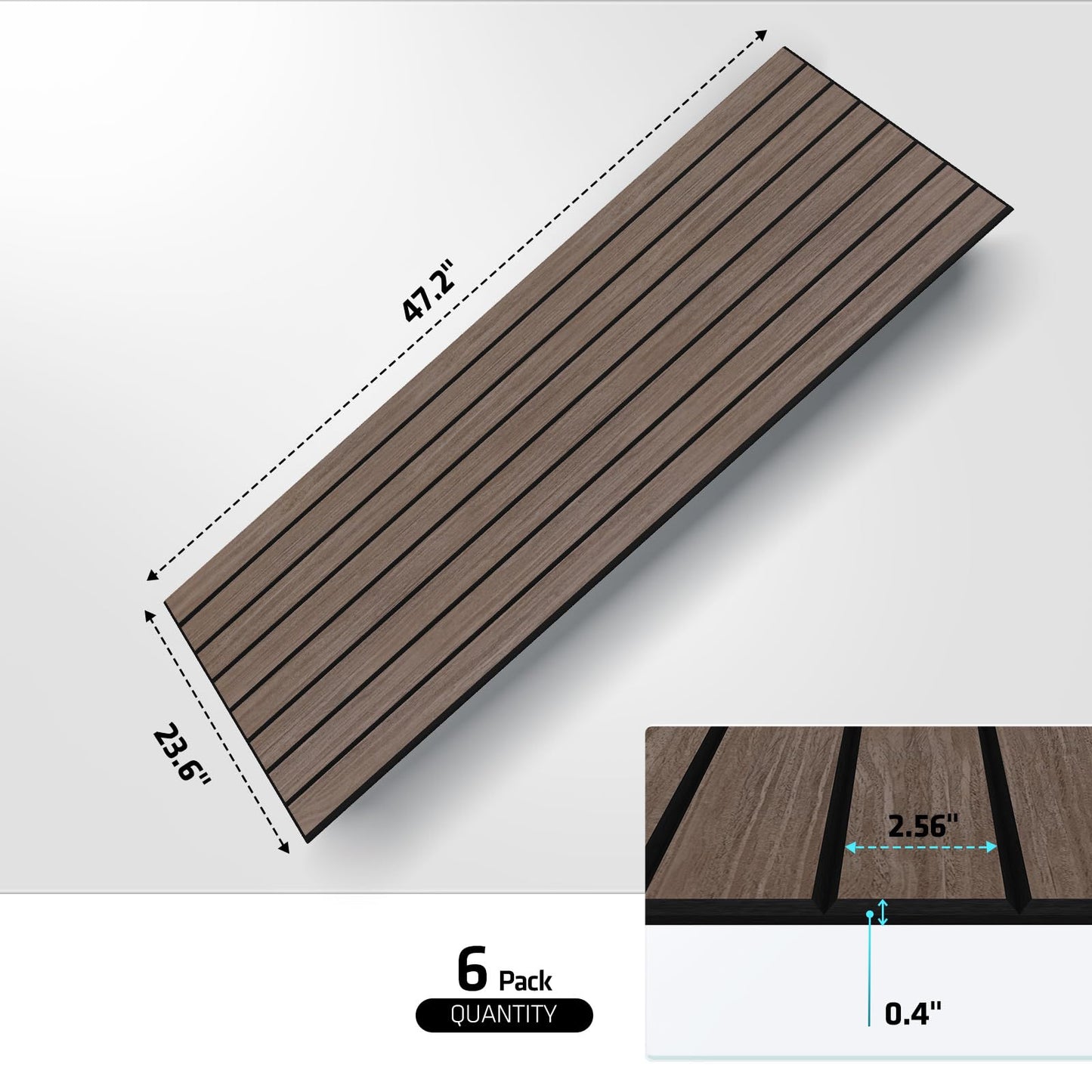 UMIACOUSTICS 6 Pcs 47.2 x 23.6 Inches Acoustic Panel, Decorative Sound Absorbing Wall Panel for Office,Home Theater,Studio,Natural-Walnut