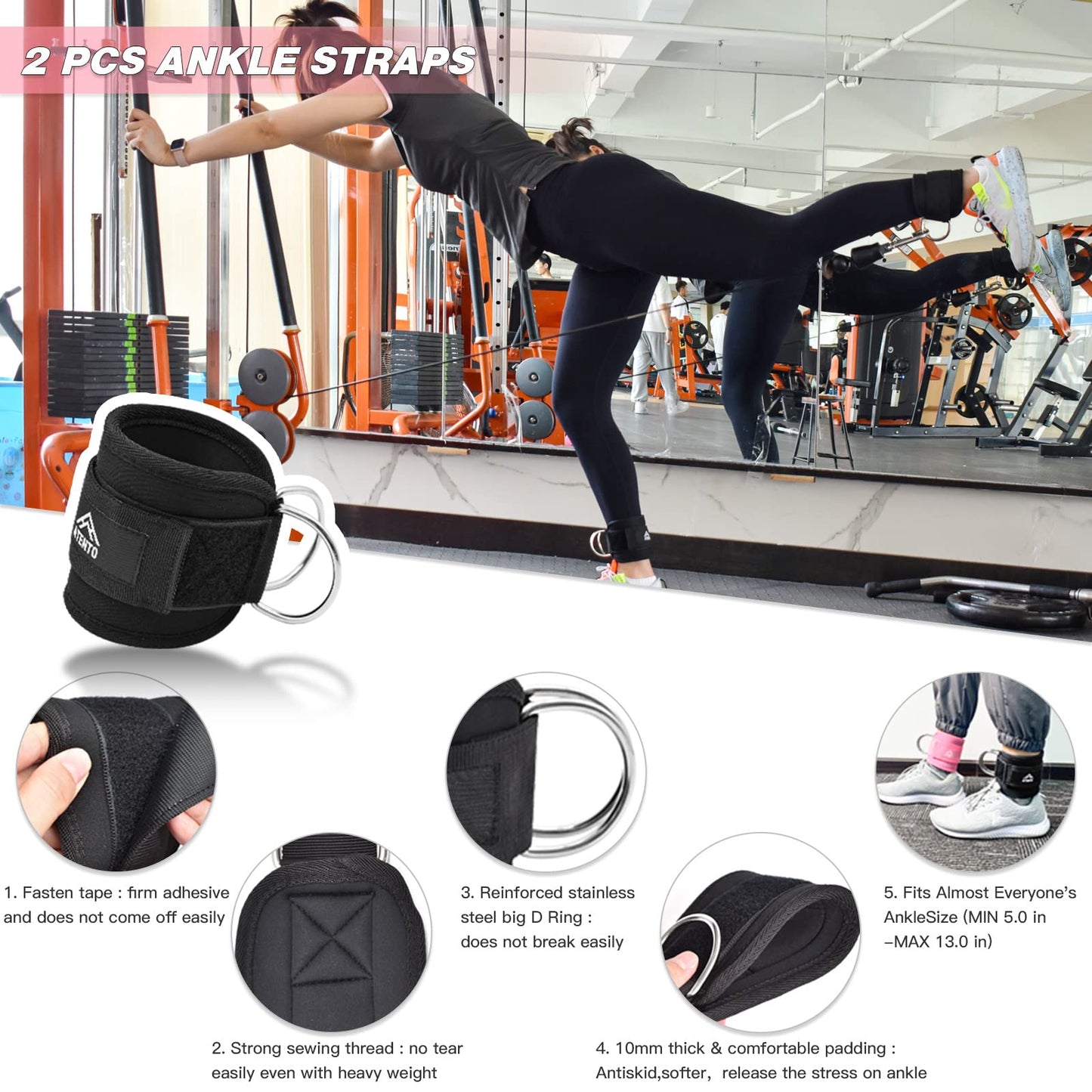 ATENTO 10 Pcs Barbell Pad Set, Hip Thrust Pad for Bench Press, Lunges, Workout, Leg Exercise, Squat Bar Pad (Black)