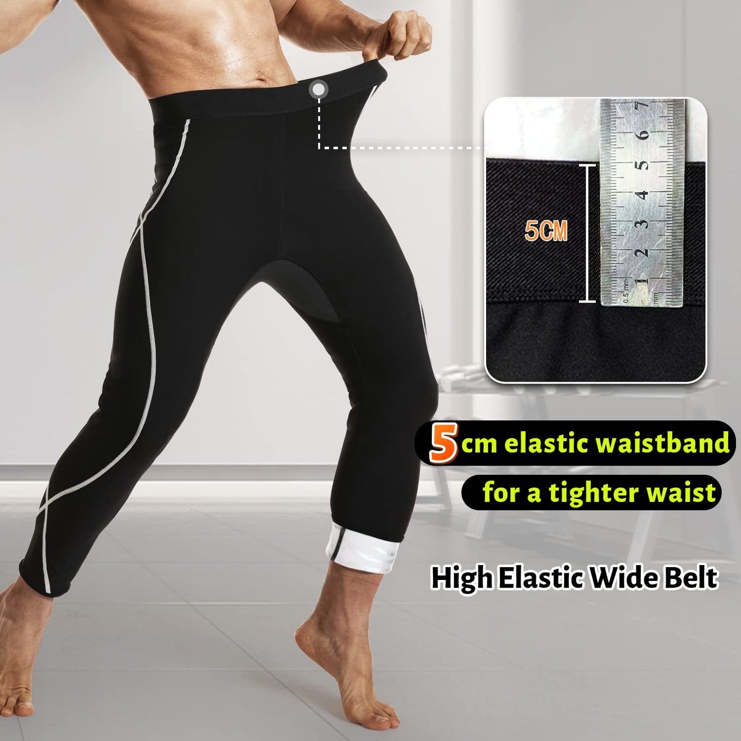 DYUAI Sauna Sweat Pants for Men Compression Pants Athletic Leggings Workout Sauna suit(WBH7201-07-XL)