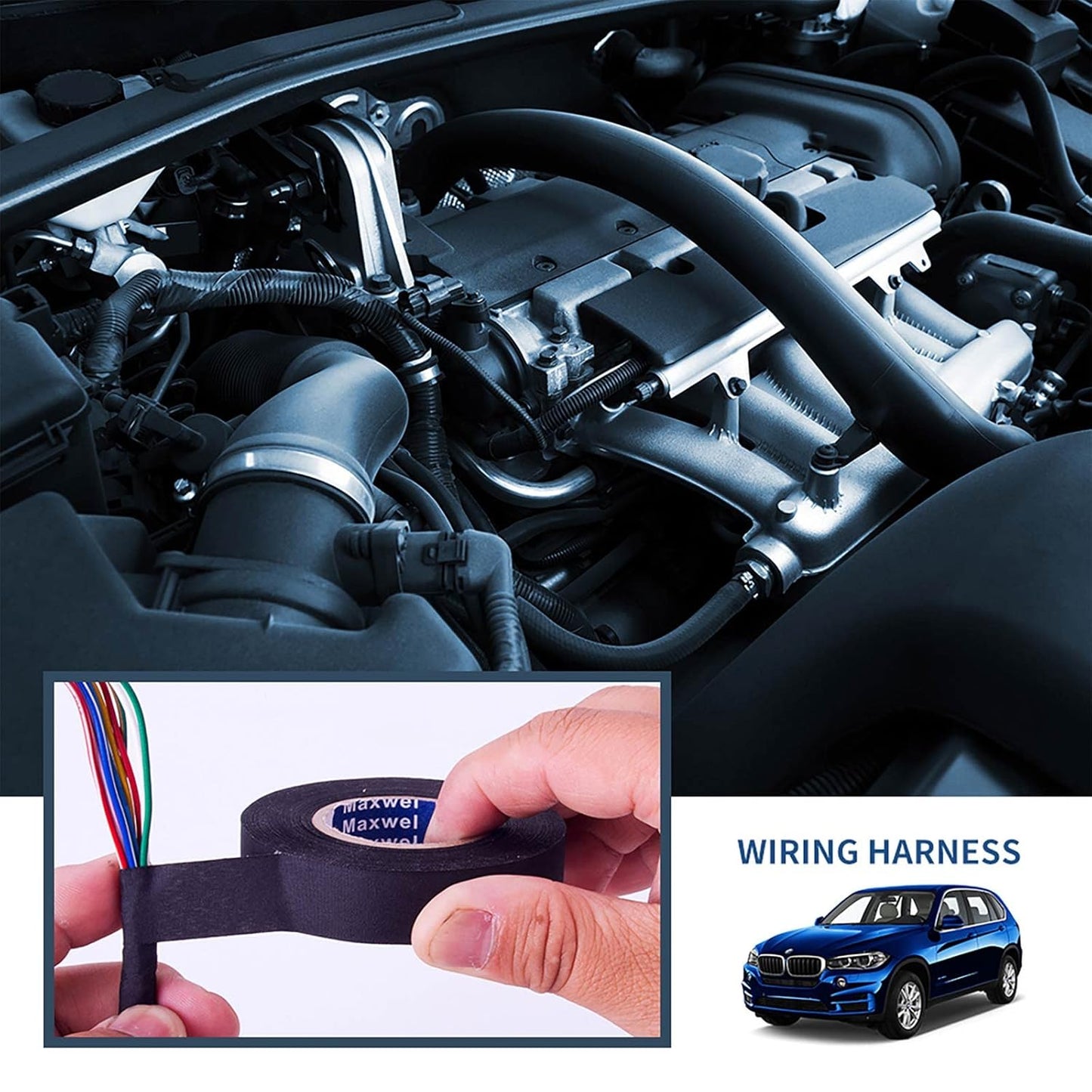 VERSAF51217 19MM 25M Pack 1 Automotive Wiring Harness Cloth Tape - Maxwel Chemical Fiber Cloth High Temp Wire Harness