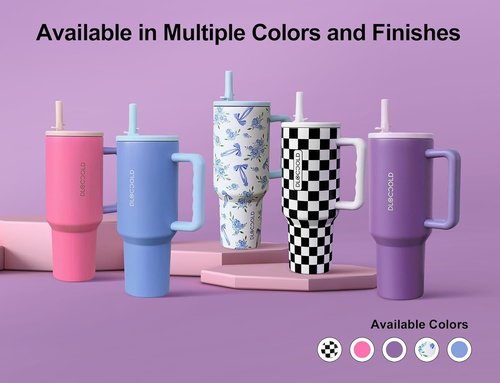 DLOCCOLD 40 oz Insulated Tumbler - Leak Resistant Water Bottle with Handle & Flip Straw | Car Cup Holder Friendly