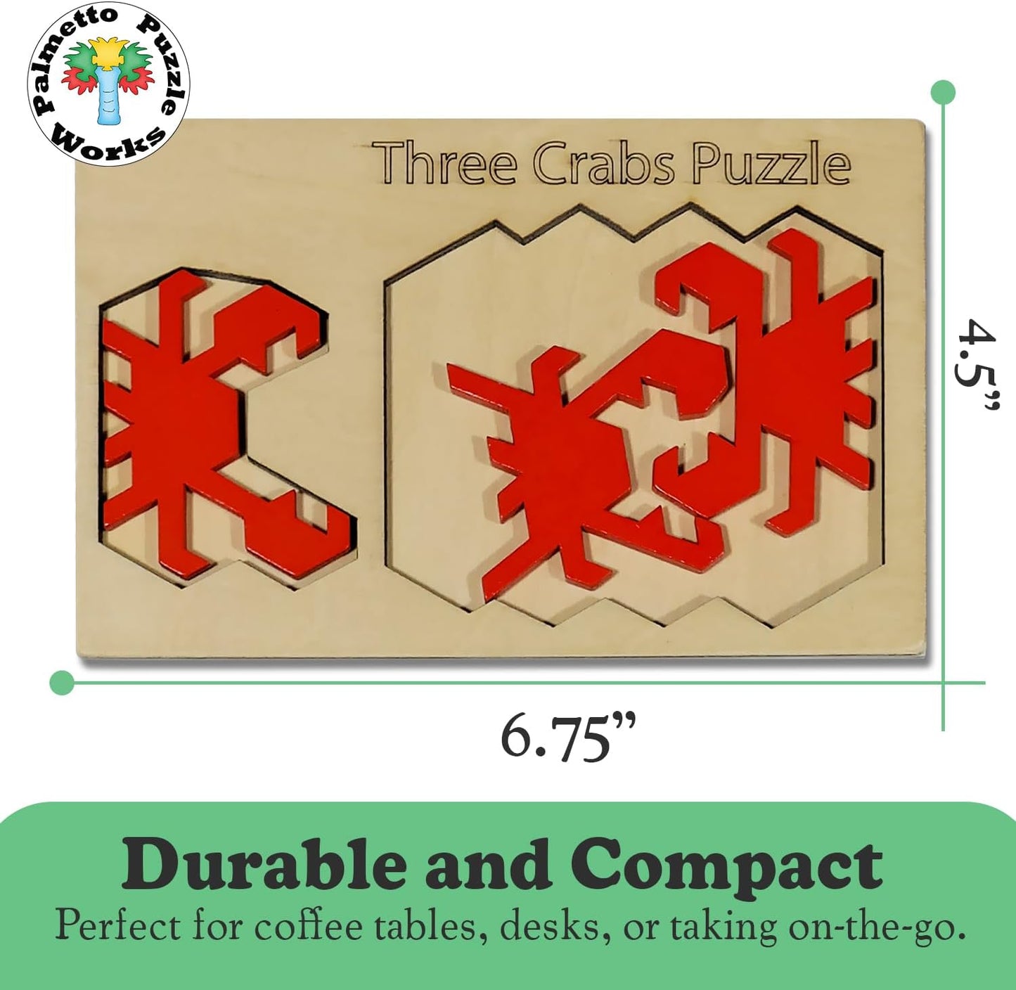 Three Crabs Wooden Puzzle - Educational Brain Teaser for Teens & Adults | Unique Gift for Families