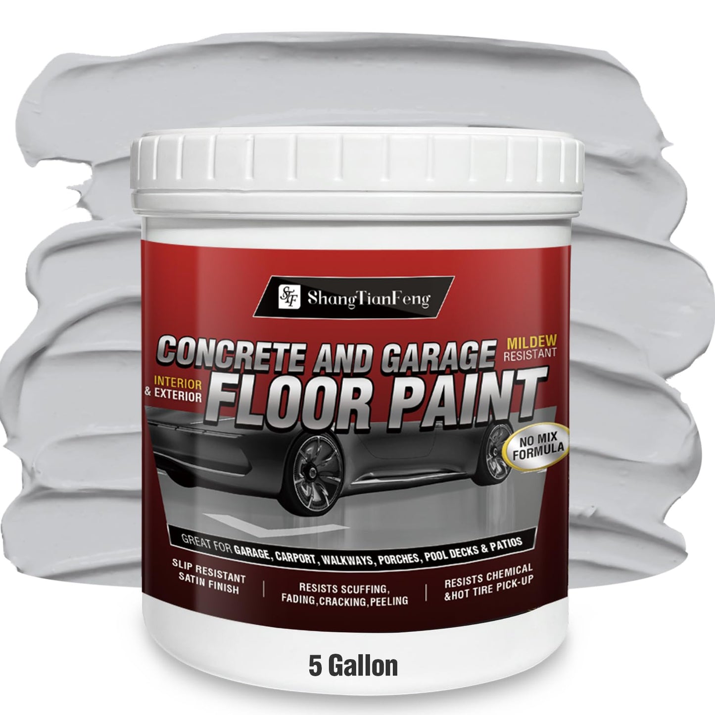 5 Gallon Professional Floor Paint Kit (Sea Gray,800-1000 sq.ft) - Acrylic Concrete Coating for Garages & Indoor and outdoor floors and walls | Single Component Formula | Ready-to-Use | Low VOC