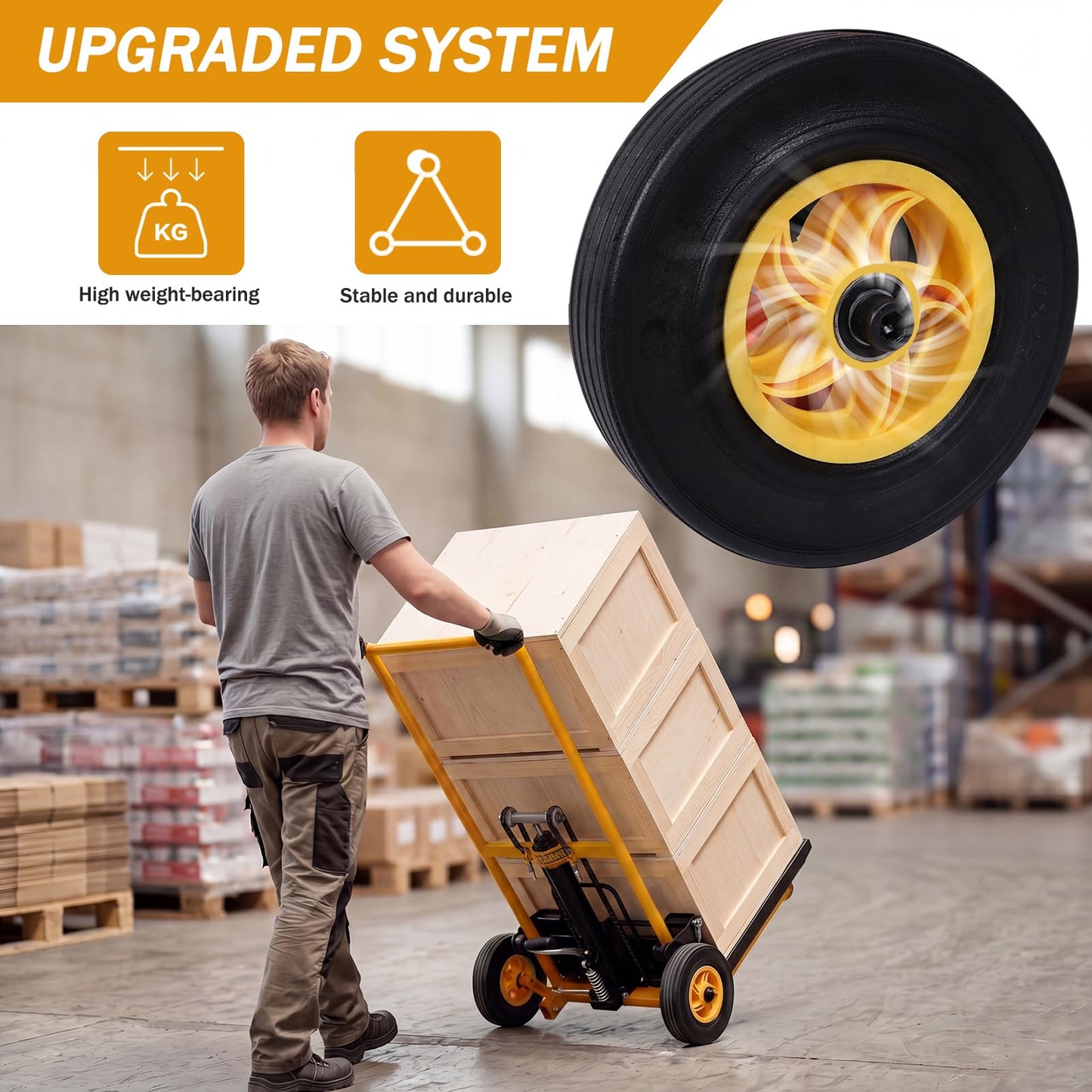 900 lb Hydraulic Material Lift Stacker, Manual Pallet Truck Dolly with Lift Table, 40" Max Lift Height, Steel Fork Platform Cart with Swivel Casters for Warehouse & Industrial Use (Yellow & Black)