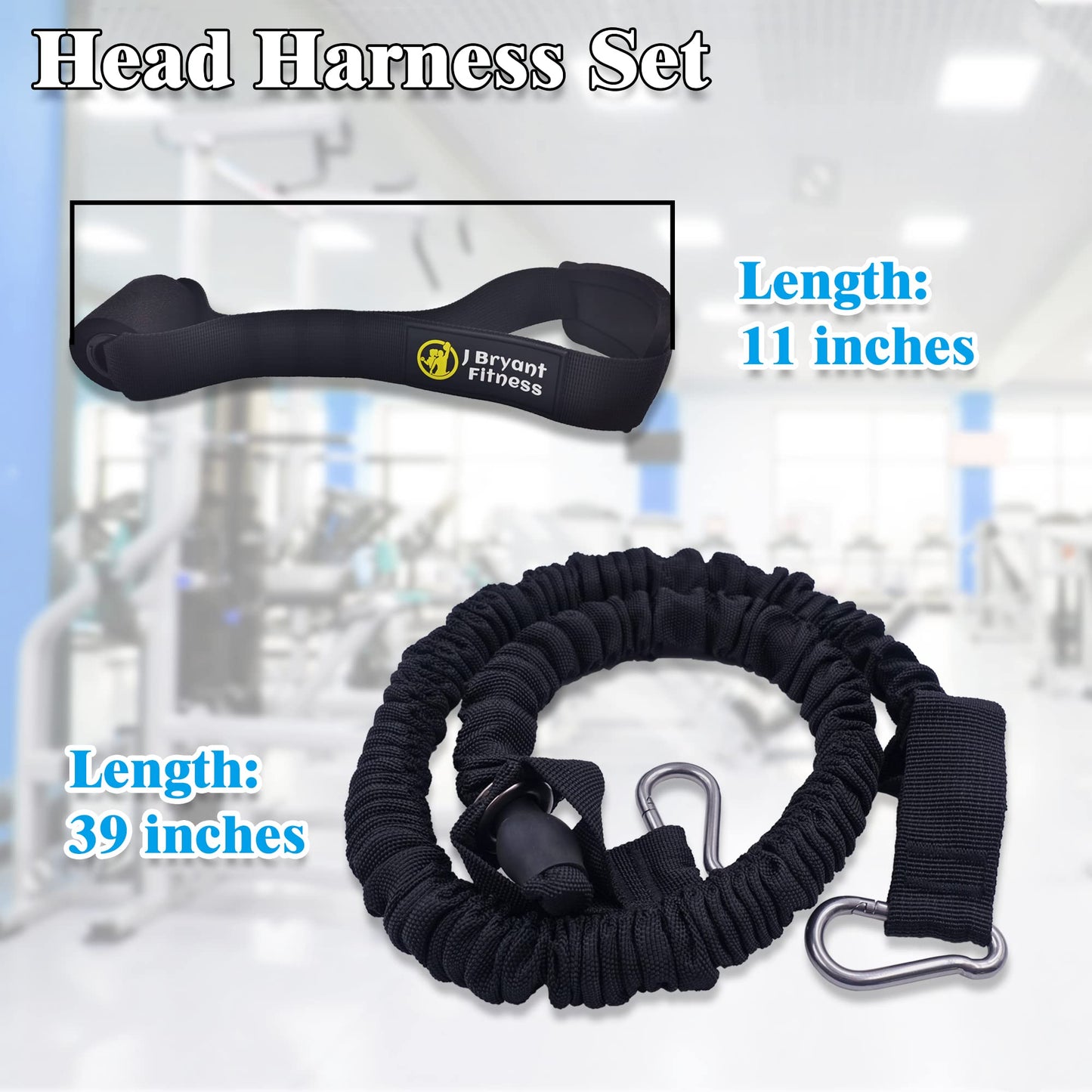 J Bryant Neck Harness Head - Weight Lifting with Resistance Tube Bands - Door Anchor Set Adjustable Neck Training Strap Exercise Equipment (L)