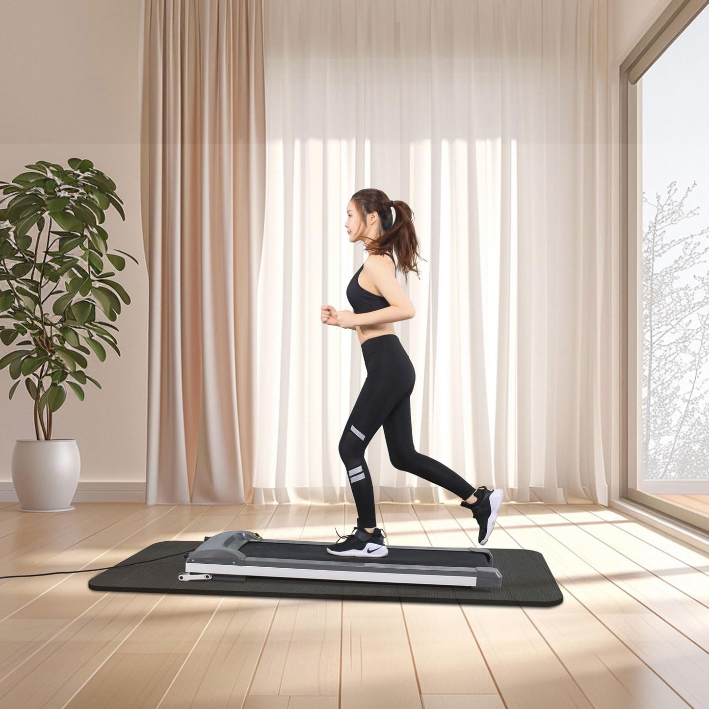 Treadmill Walking Pad Mat for Carpet Floors,32x84 Foldable Treadmill Mat for Hardwood Floors, Non-Slip Exercise Equipment Mat for Under Exercise Bike, Walking Pad & Elliptical, Noise Shock Absorption