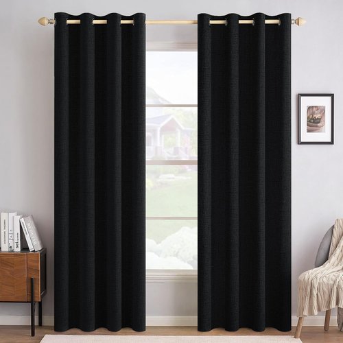 MIULEE Blackout Curtains - 100% Linen Texture, Thermal Insulated, Grommet Design | 52x72 Inch (2 Panels)