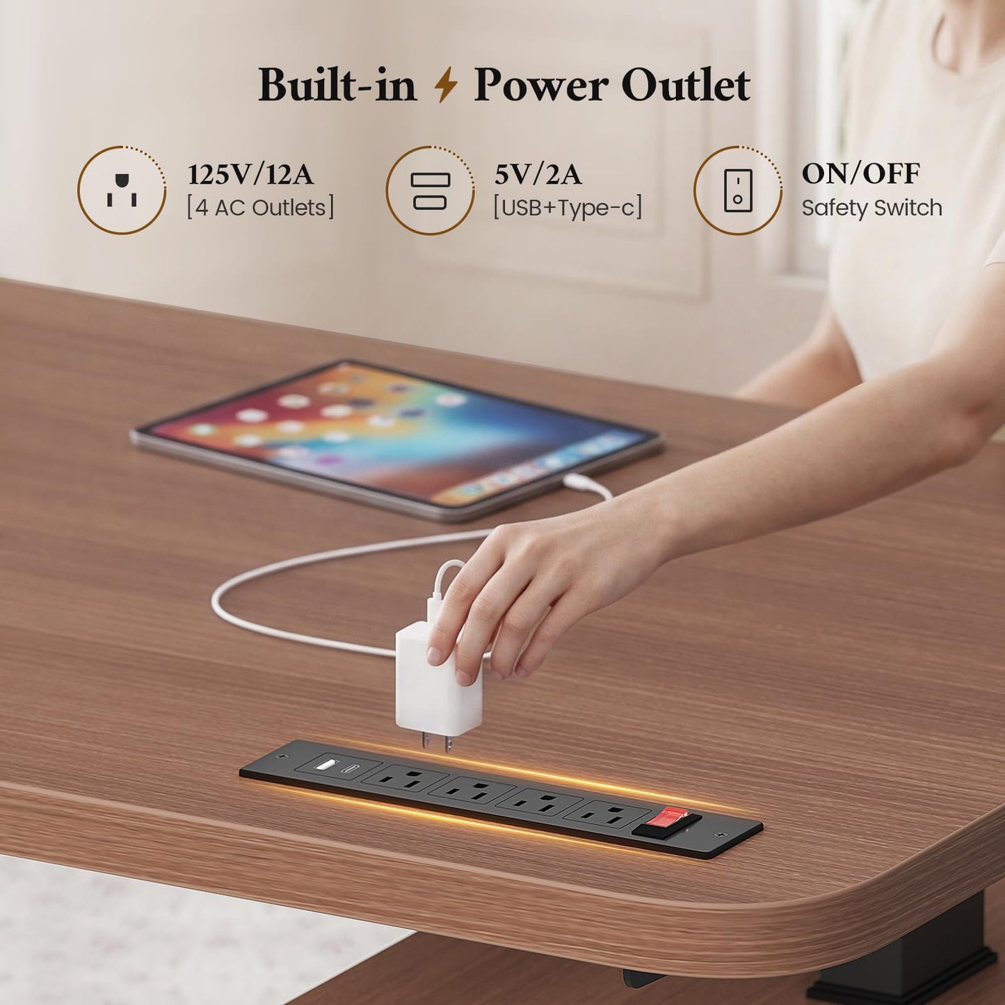 L Shaped Electric Standing Desk, 55.1" x 47.2" Height Adjustable Office Executive Desk with File Drawer & Sliding Door, Standing Computer Desks with Power Outlet & Cabinets, for Home Office, Walnut