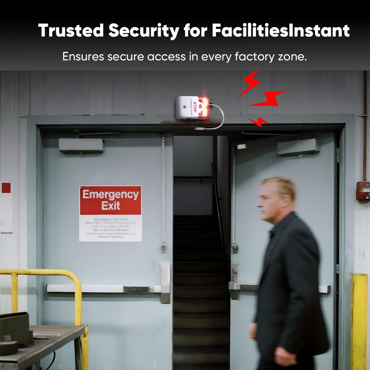Exit Door Alarm with 110dB Siren,Commercial Emergency Exit Security Device,Battery Powered Magnetic Sensor, Easy Installation,Ideal for Warehouse,Office,Retail,Industrial Exit Safety