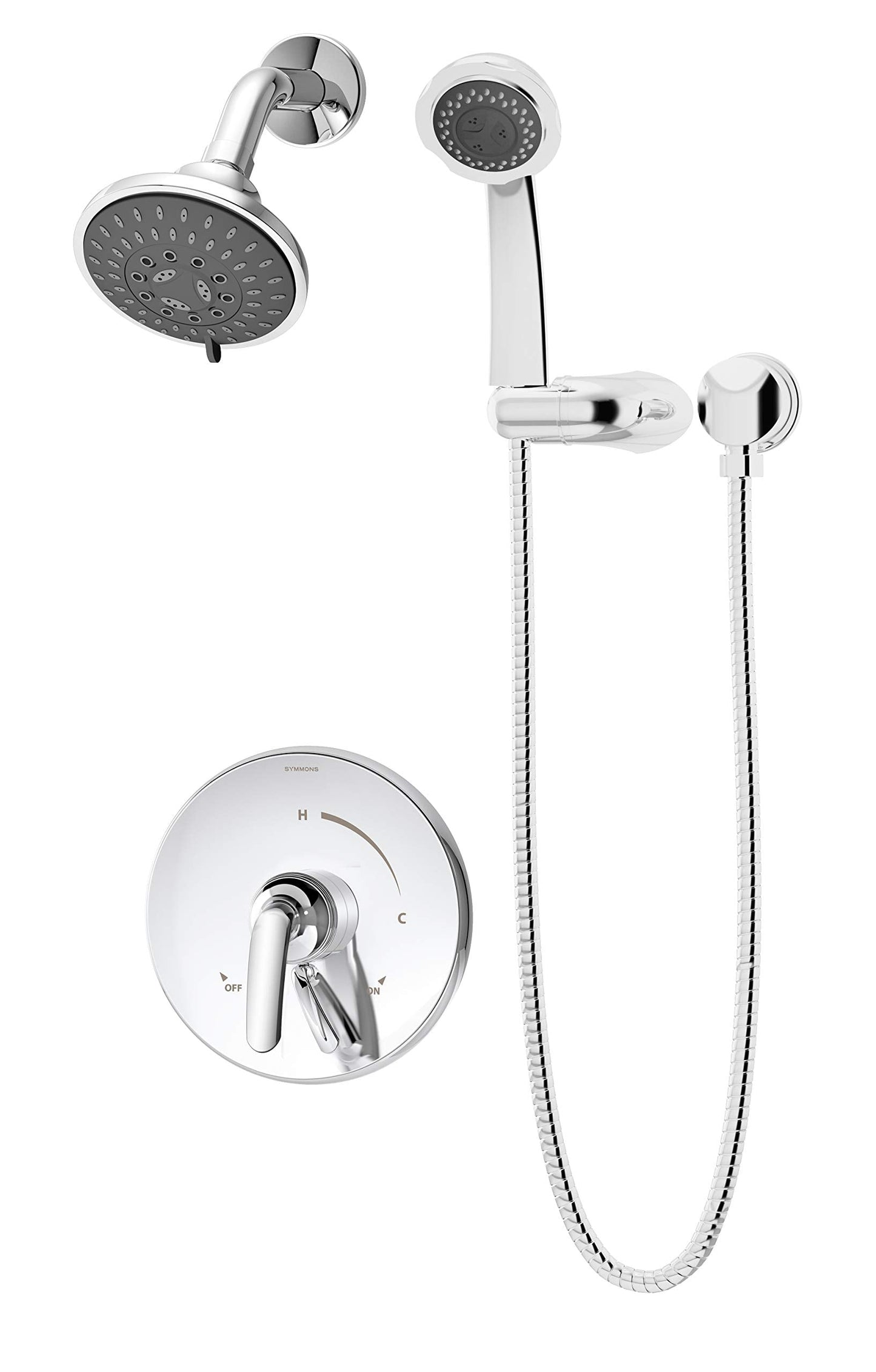 Symmons SYMS550815TRM Elm Pressure Balanced Shower System with Shower Head, Hand Shower, Shower Arm, Hose, and Valve Trim – Less Rough-In Valve Polished Chrome