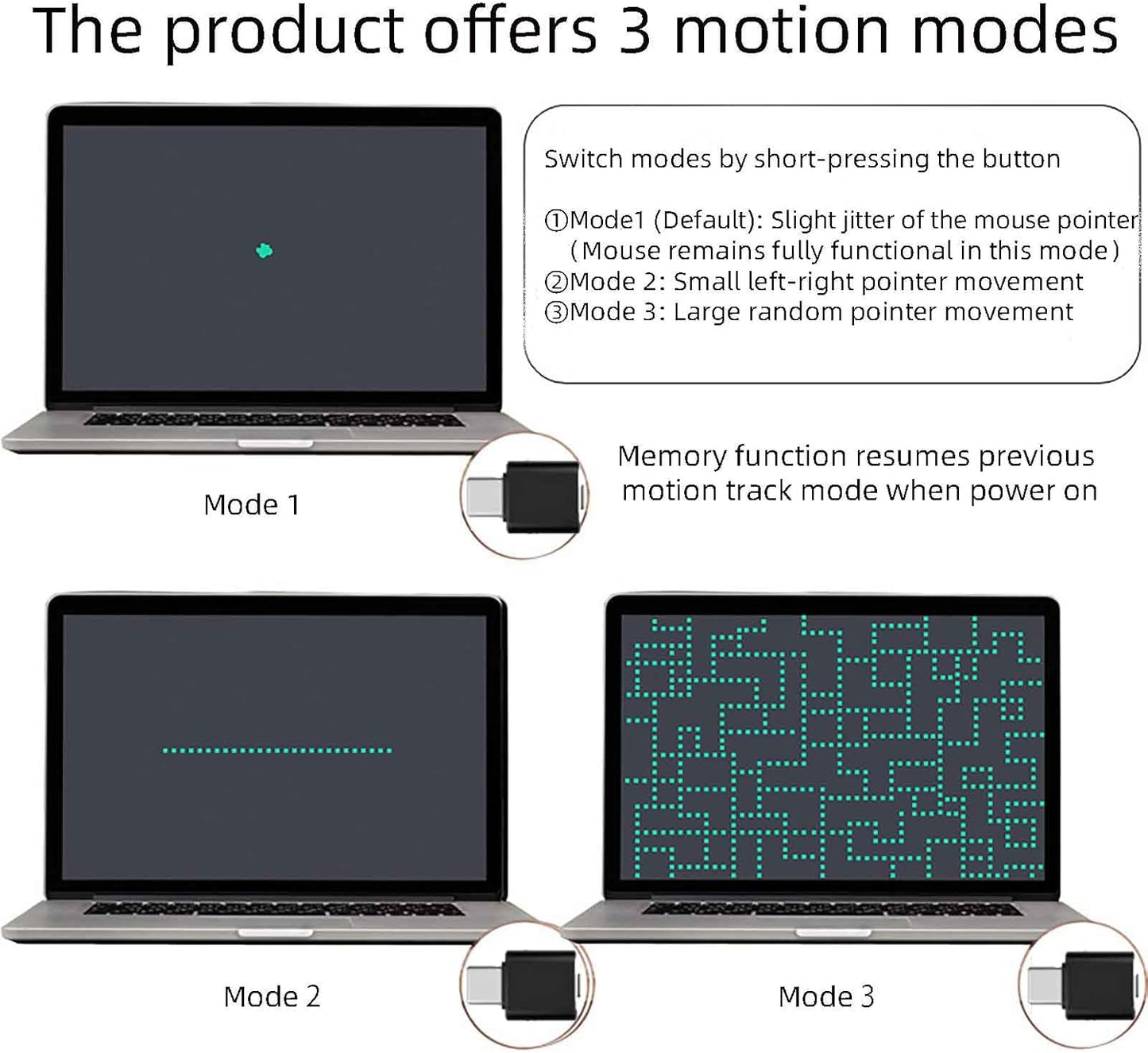 Sisyphy Undetectable USB C Mouse Jiggler with Multi-Track Modes