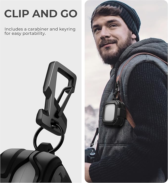 Dexnor for SHOKZ OpenFit Air Case with Drop-Proof Lock, Shockproof Rugged Bumper Cases Protective Cover with Carabiner & Keyring & Cleaner Kit Black