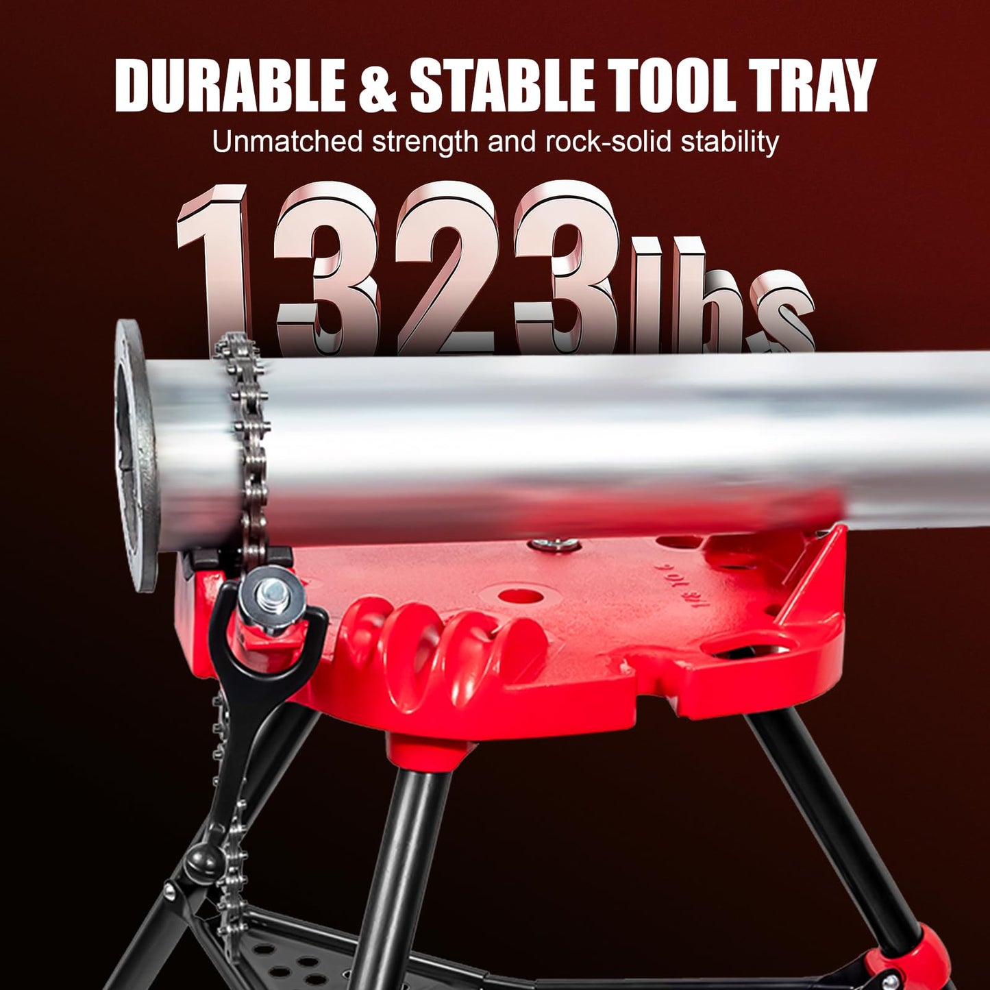 Alwalkee Tripod Pipe Vise Stand, Heavy-Duty 1/8"-6" Capacity, Portable Chain Vise with Tool Tray for Welding & Plumbing