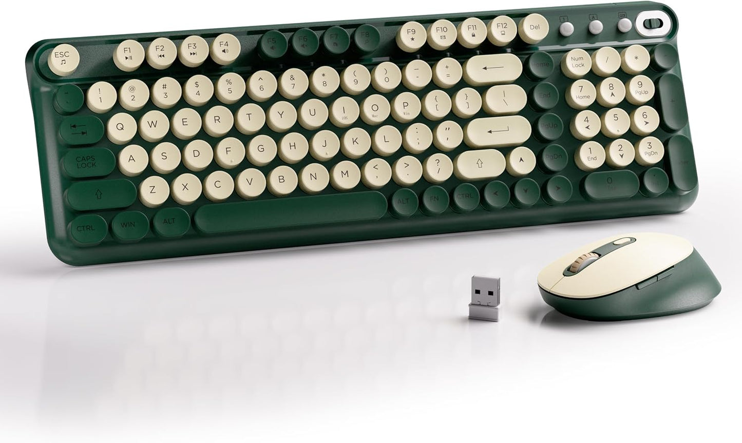 MPTOG 2.4G Set Wireless Keyboard and Mouse Combo, Full-Size with Number Pad, Long Battery Life, Plug Play for Office