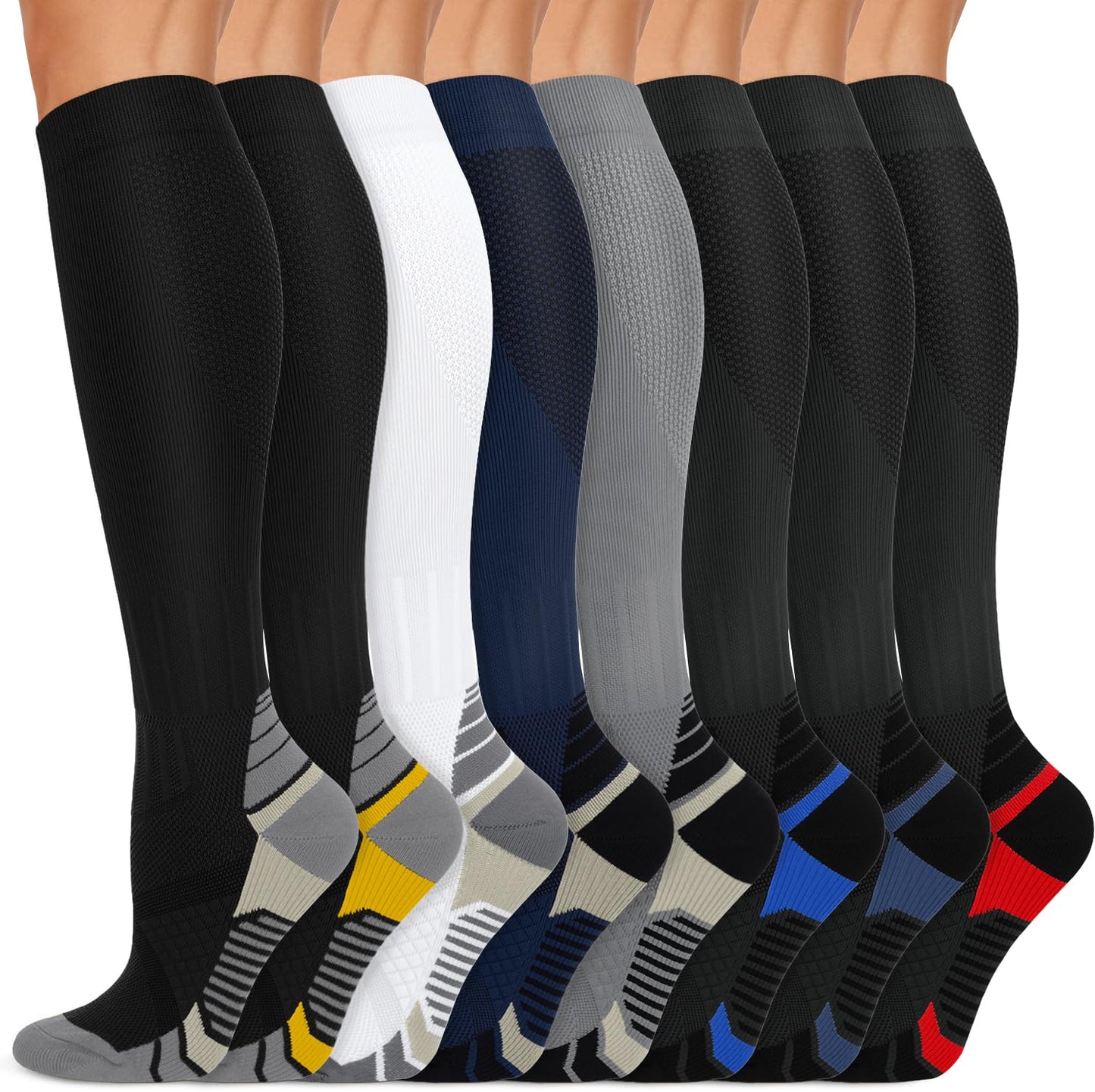 Copper Compression Socks 15-20 mmHg for Men & Women 8 Pairs – Circulation Support for Nurses,Travel,Running,Hiking,Soccer,Gifts,Pregnant,Flying,Workout Compression Socks(L/XL)