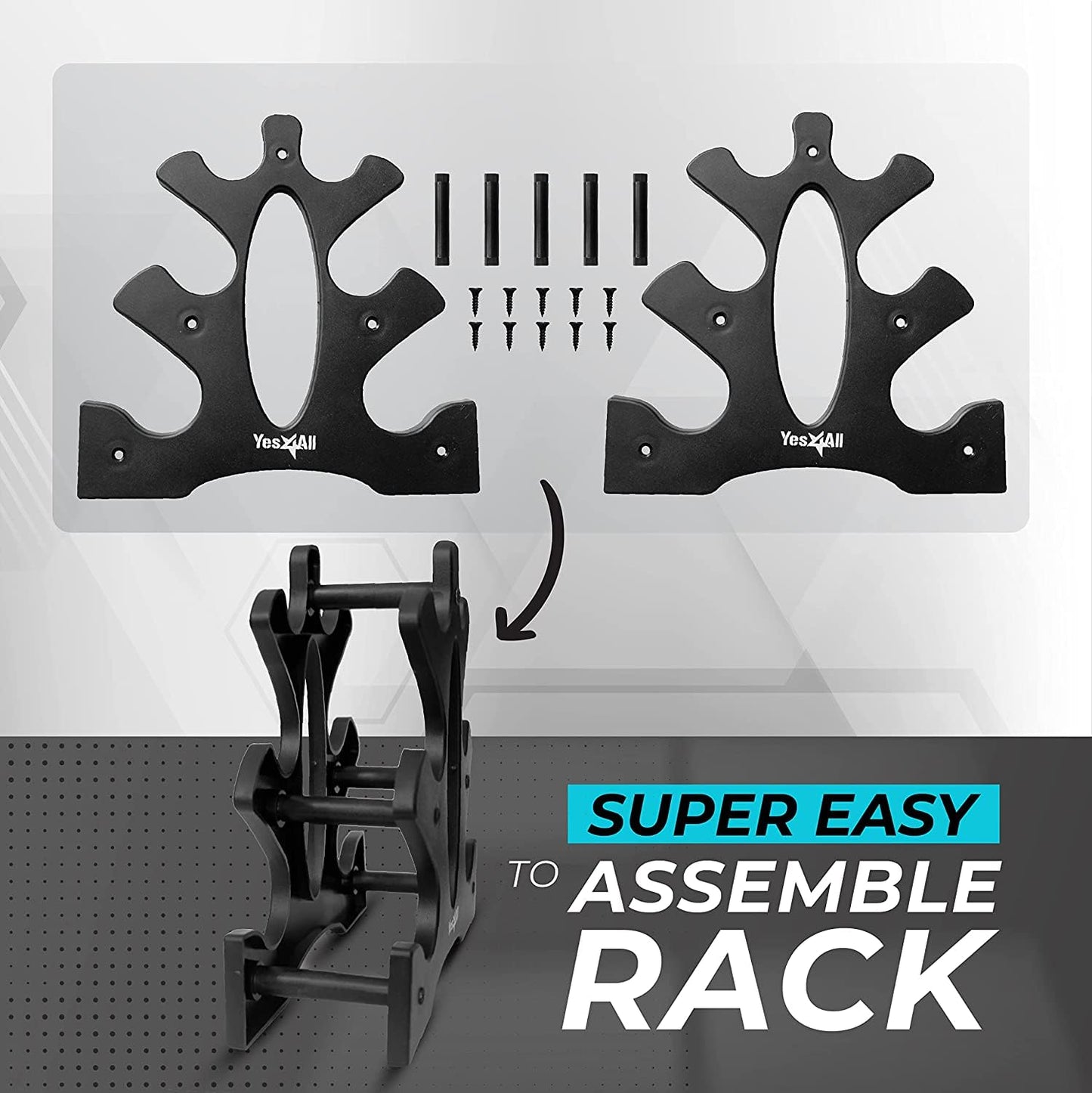 Yes4All 3-Tier Dumbbell Rack, Compact Plastic Weight Stand for 1-8 LB Dumbbells, Small Space-Saving Storage for Home Gym