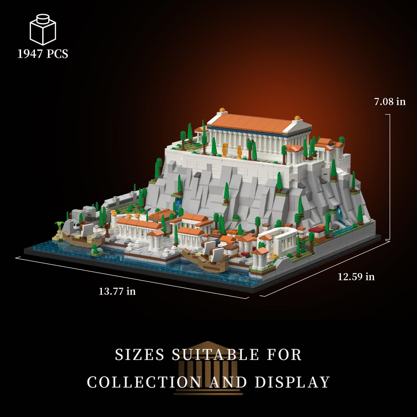 Givenni Architecture The Acropolis in Athens Building Sets; Collectible Model for Adults; Home Décor Model Building Kit, Creative DIY Activity, Famous Landmarks Collection (1947 Pieces)