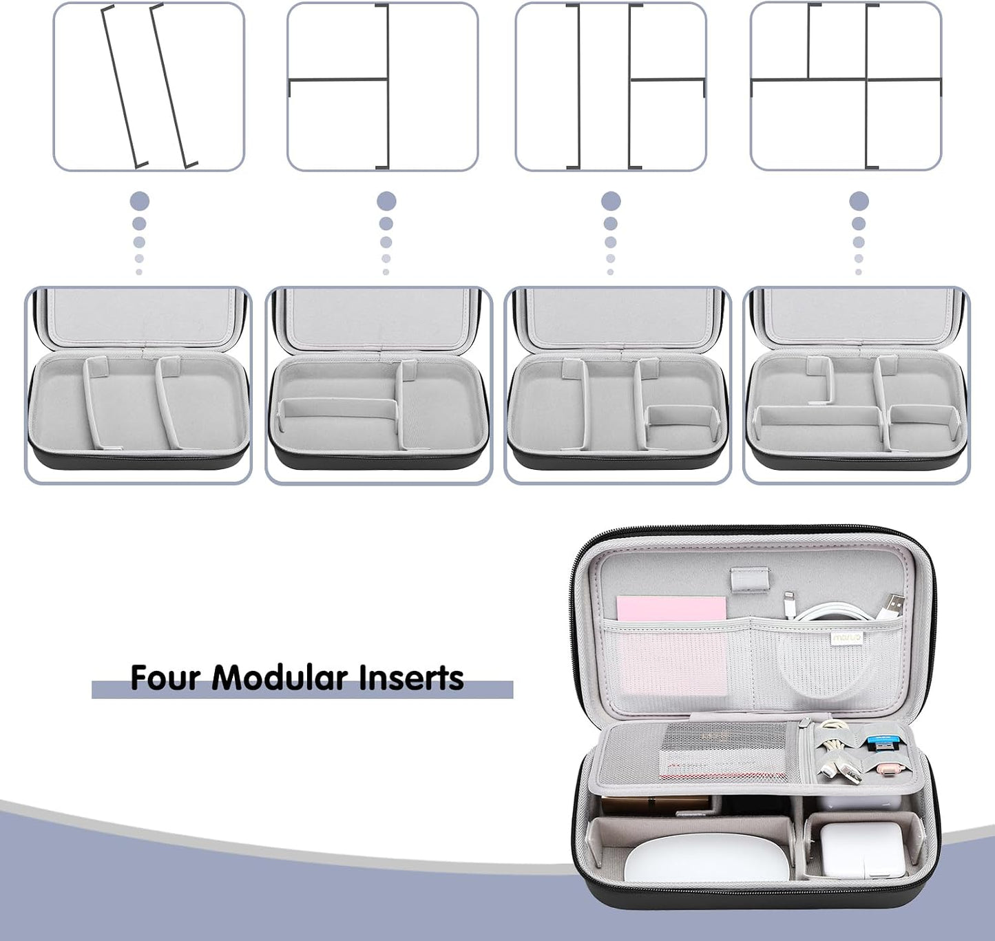 MOSISO 4 2 Electronic Organizer Travel Case Compatible with MacBook Power Adapter, Compatible with Magic Mouse