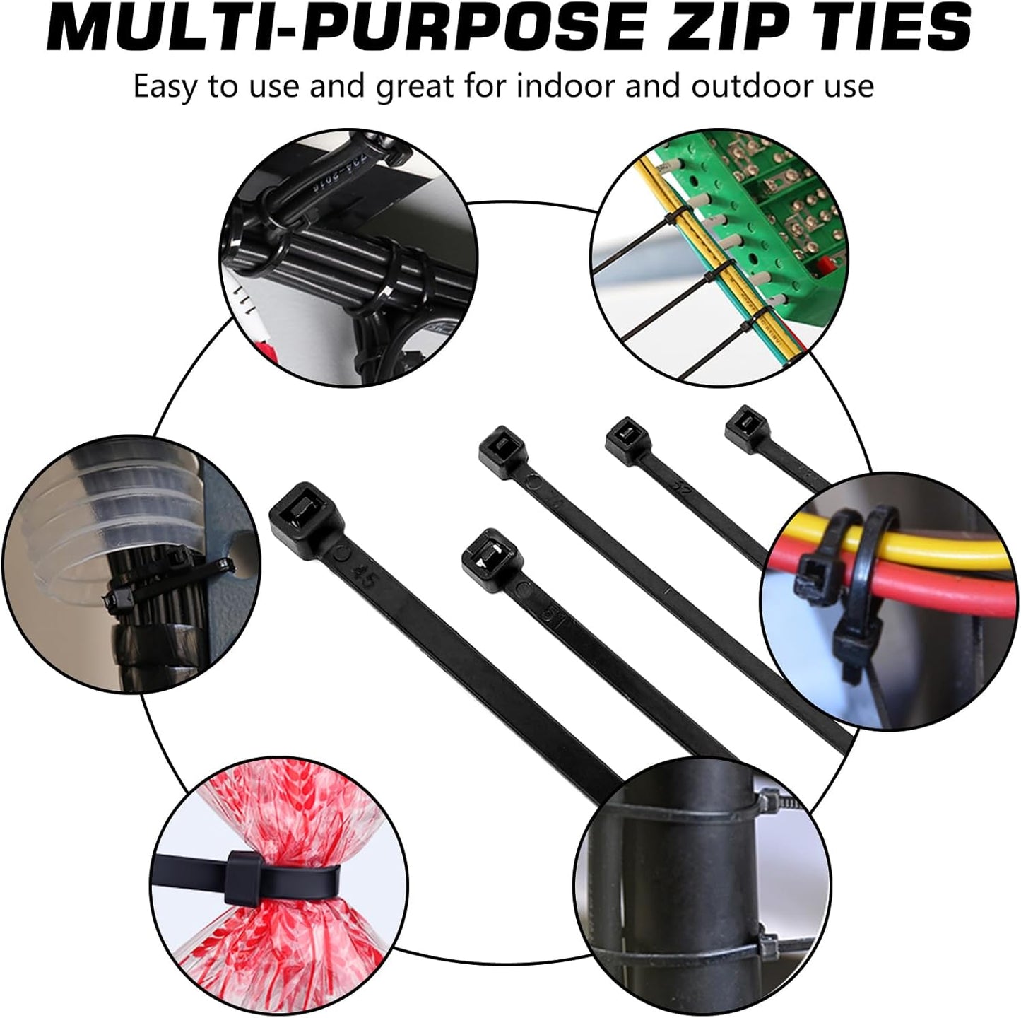 250PCS 4 Inch Cable Zip Ties, Multi-Purpose Nylon Zip Ties, Self Locking Cable Ties,Self-Locking Wire Ties used