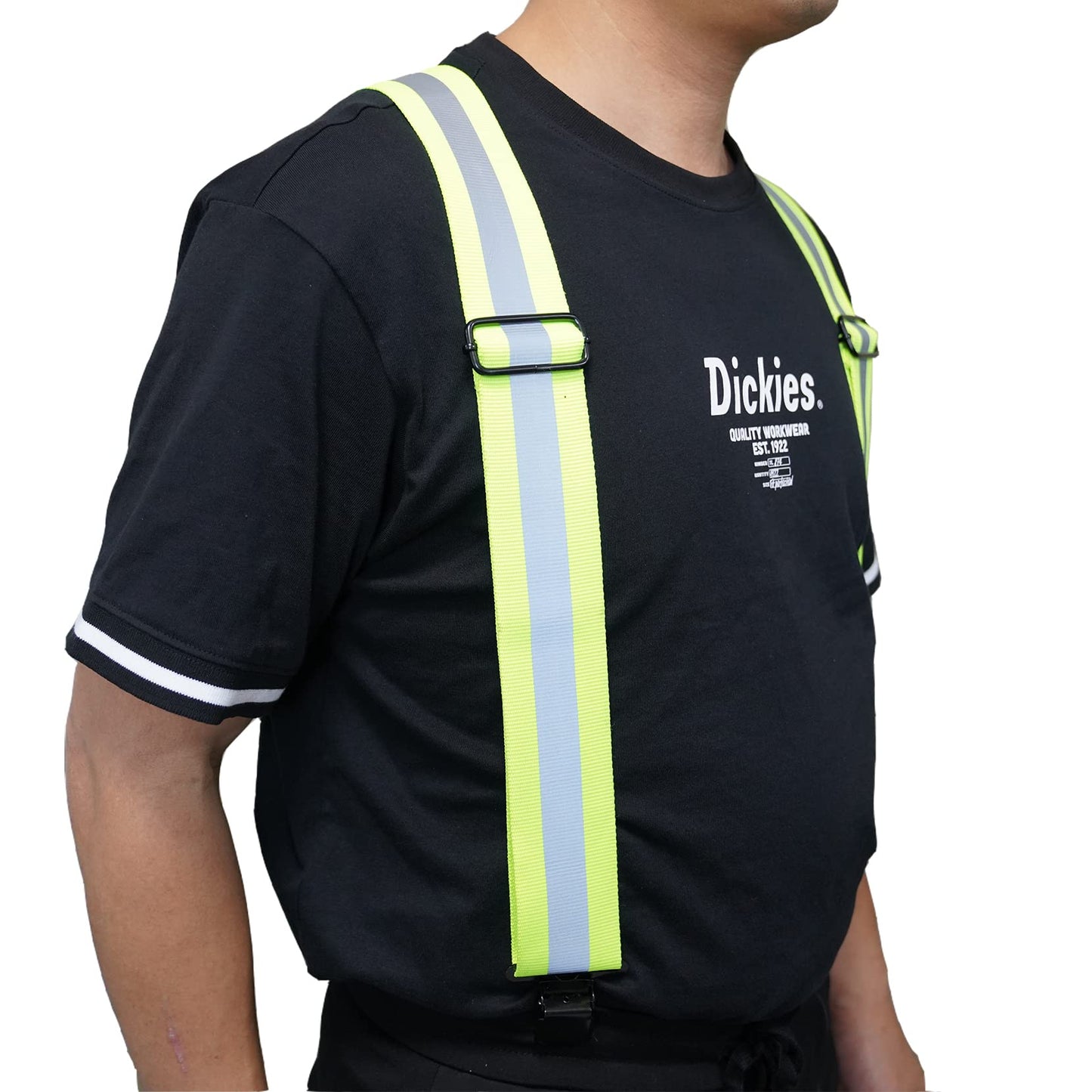 MELOTOUGH 2 Inch Work Suspenders | Reflective Safety Suspenders Tool Belt Support & Elastic Straps for Construction (Reflective Green)‌