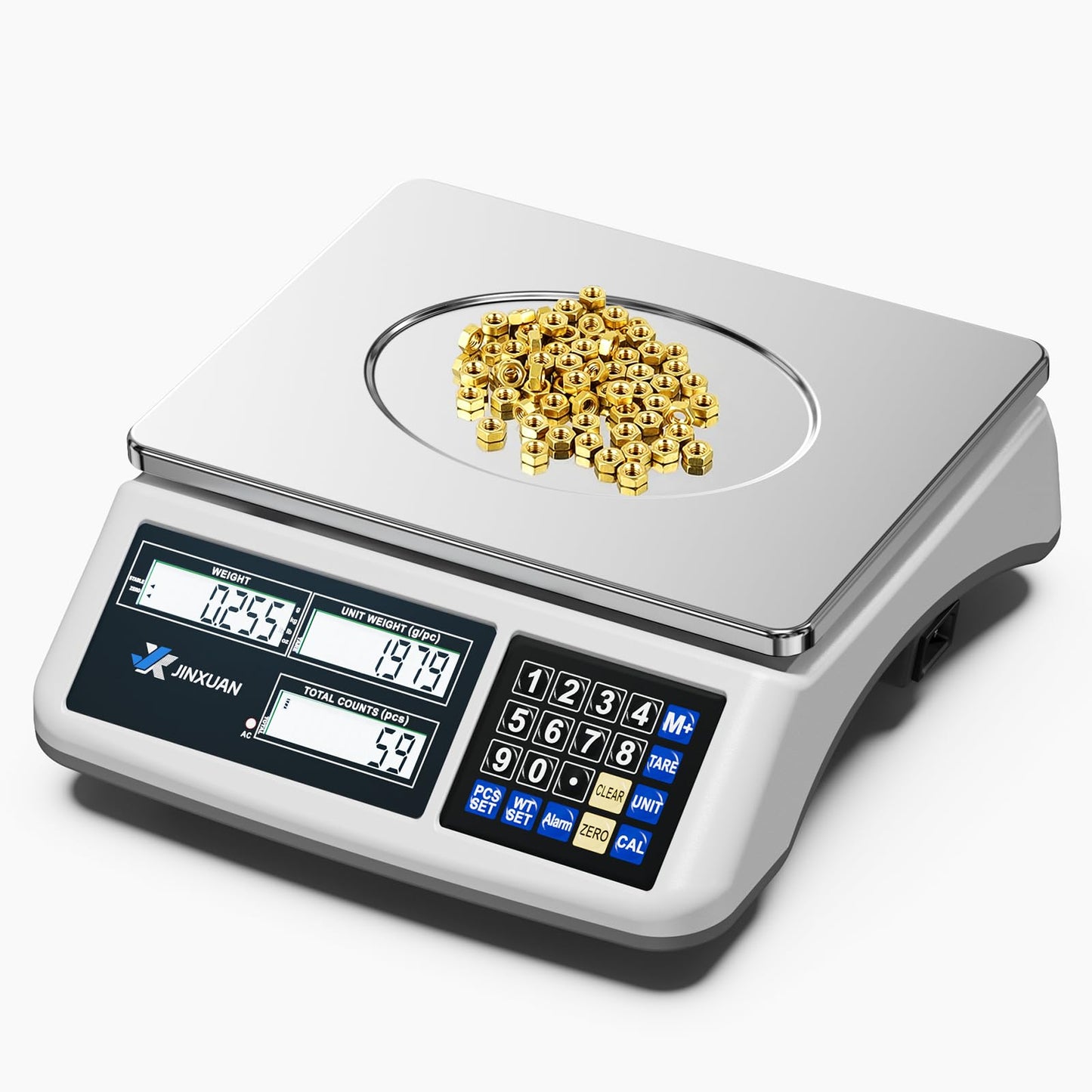 JINXUAN Counting Scale 88lb/40kg x 0.5g Industrial Scale lb/oz/g/kg Digital Parts Scale with Dual LCD Display, Rechargeable Inventory Scale for Small Parts Coins Pieces Tickets, Precision Gram Scale