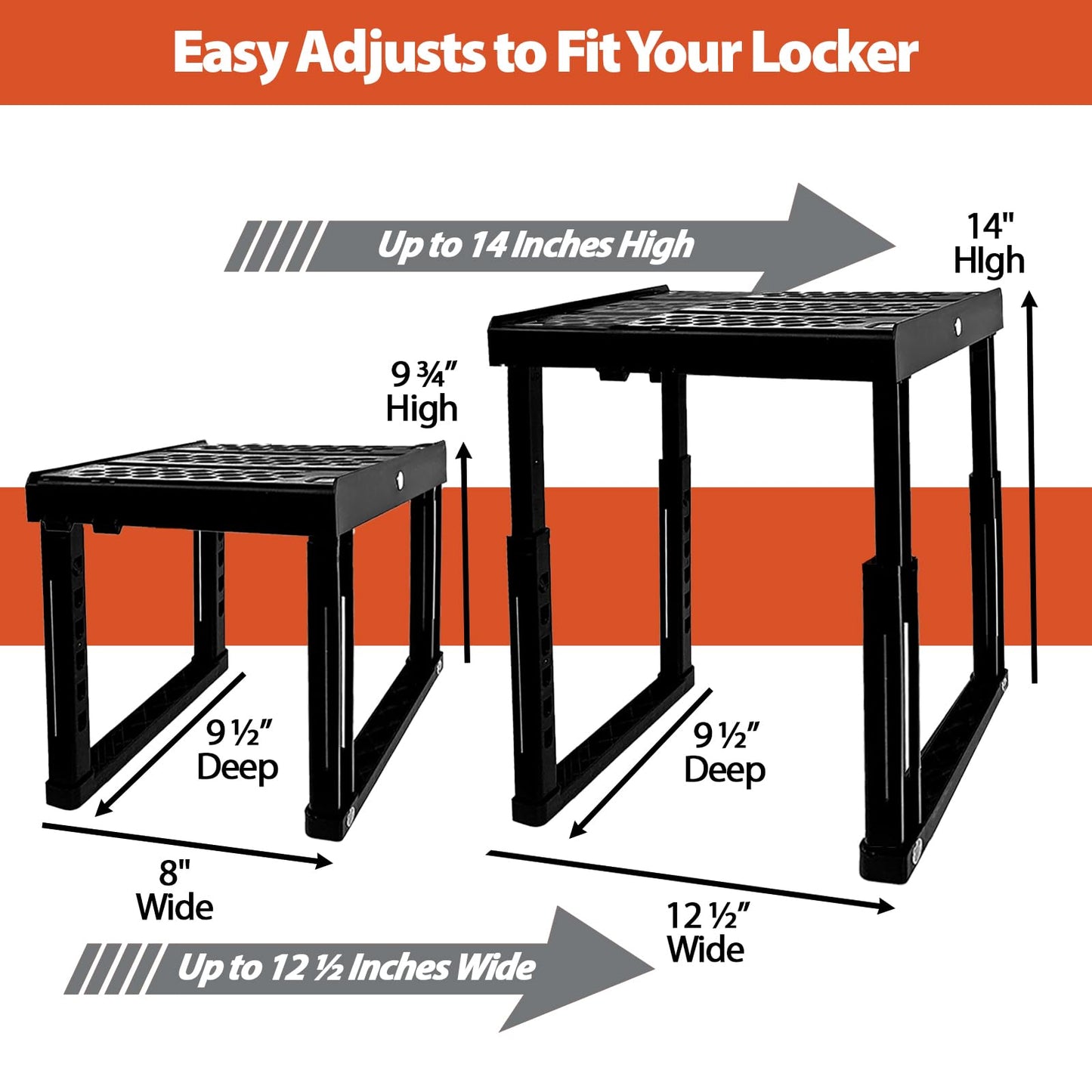 Piffny Locker Organizer Shelf， Adjustable Width and Height, Ideal Locker for School, Office, and Gym Lockers… (White), PLKSLF01